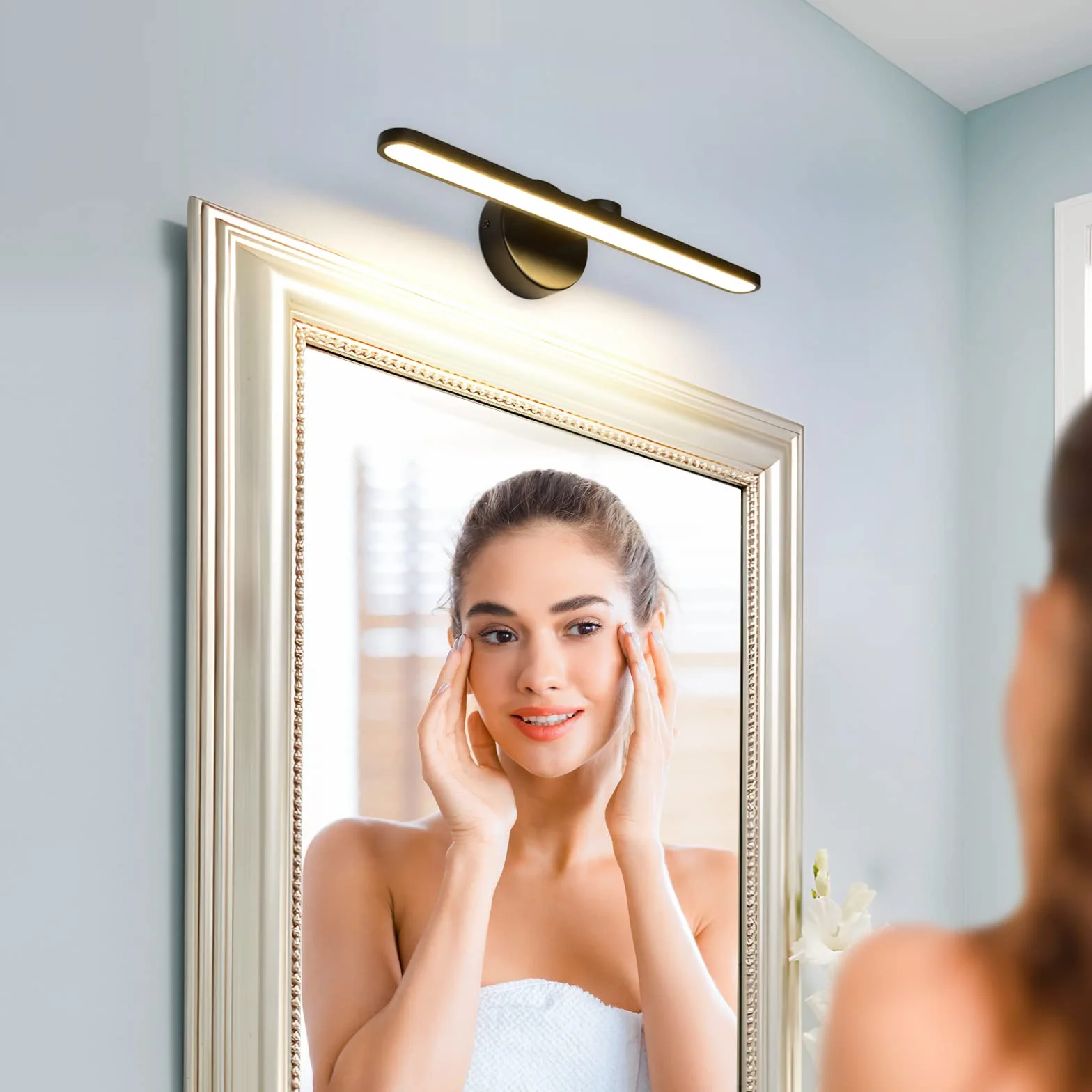 Lampada da Specchio per Bagno 40cm 12W LED Nero Luce a Parete Murales con 3000K Applique per Specchio e Armadio Illuminazione per Camera e Corridoio