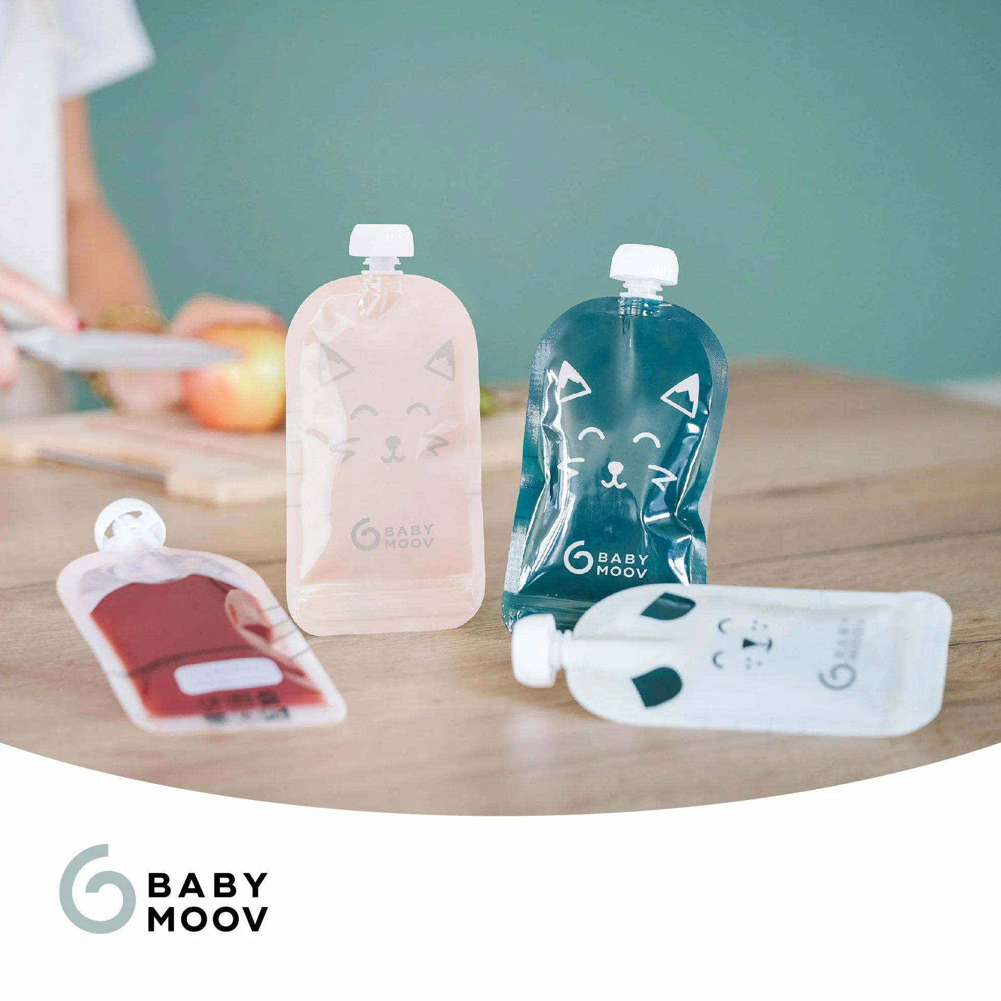 Babymoov 20 sacchetti riutilizzabili 150 ml, plastica riciclata, senza BPA, ermetici