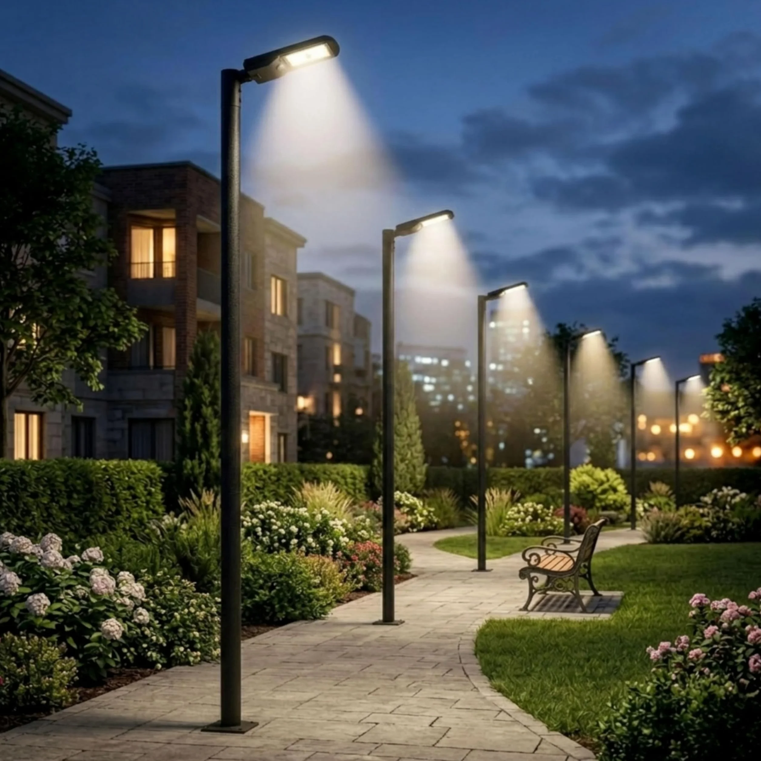 YASTA Palo per Lampione Solare 3 Metri, Supporto Nero con Finitura Ruvida con Diametro 7.5cm, Base Rinforzata per Fari LED Esterni, Giardino e Cortile - Design Moderno e Antigraffio