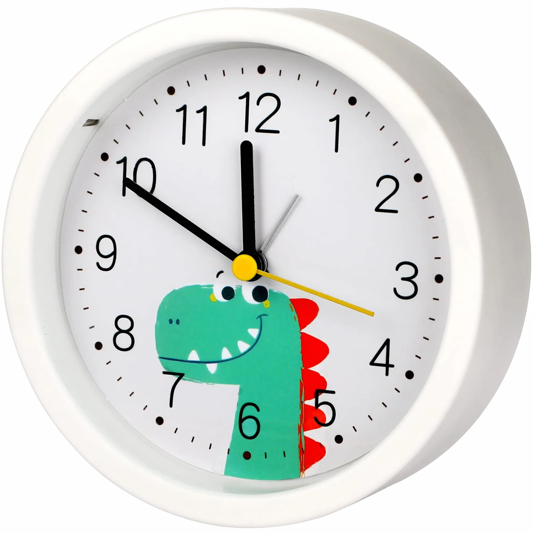 Sveglia per bambini senza ticchettio, silenziosa, con luce notturna, portatile, colore bianco