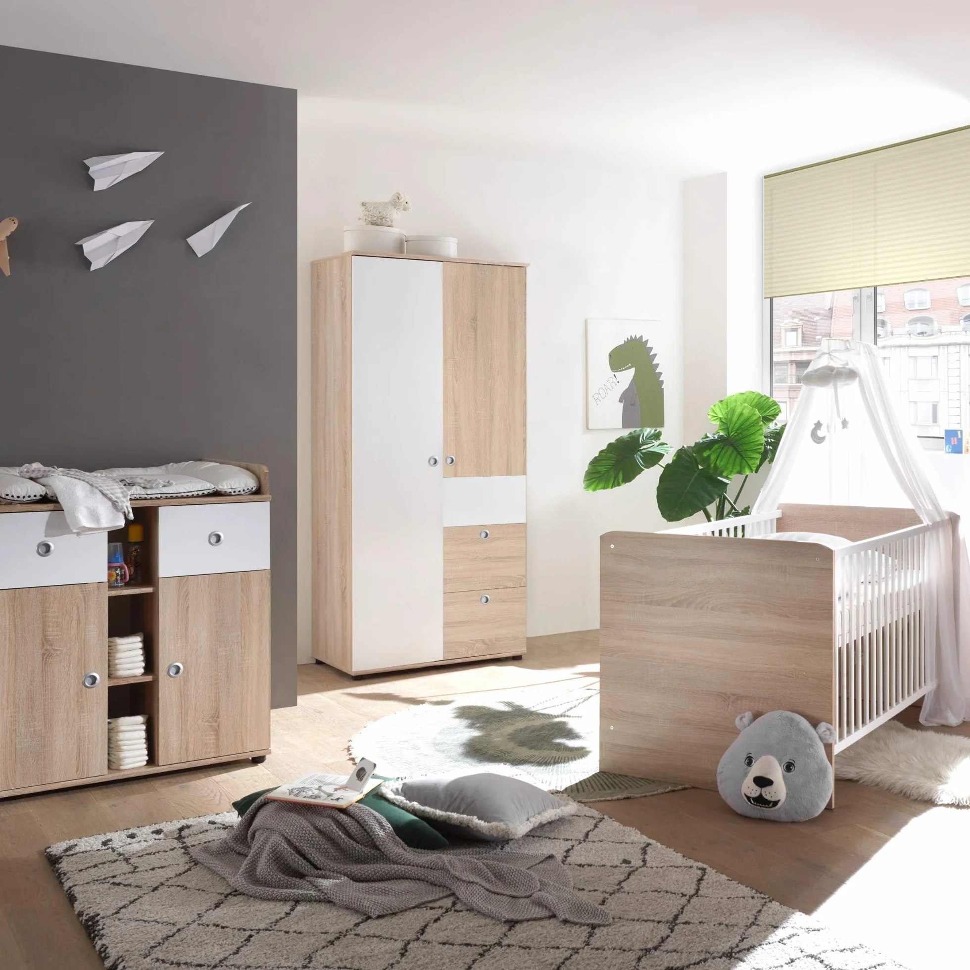 Elegante armadio per bambini a 2 ante simil rovere Sonoma 90 x 191 x 53 cm