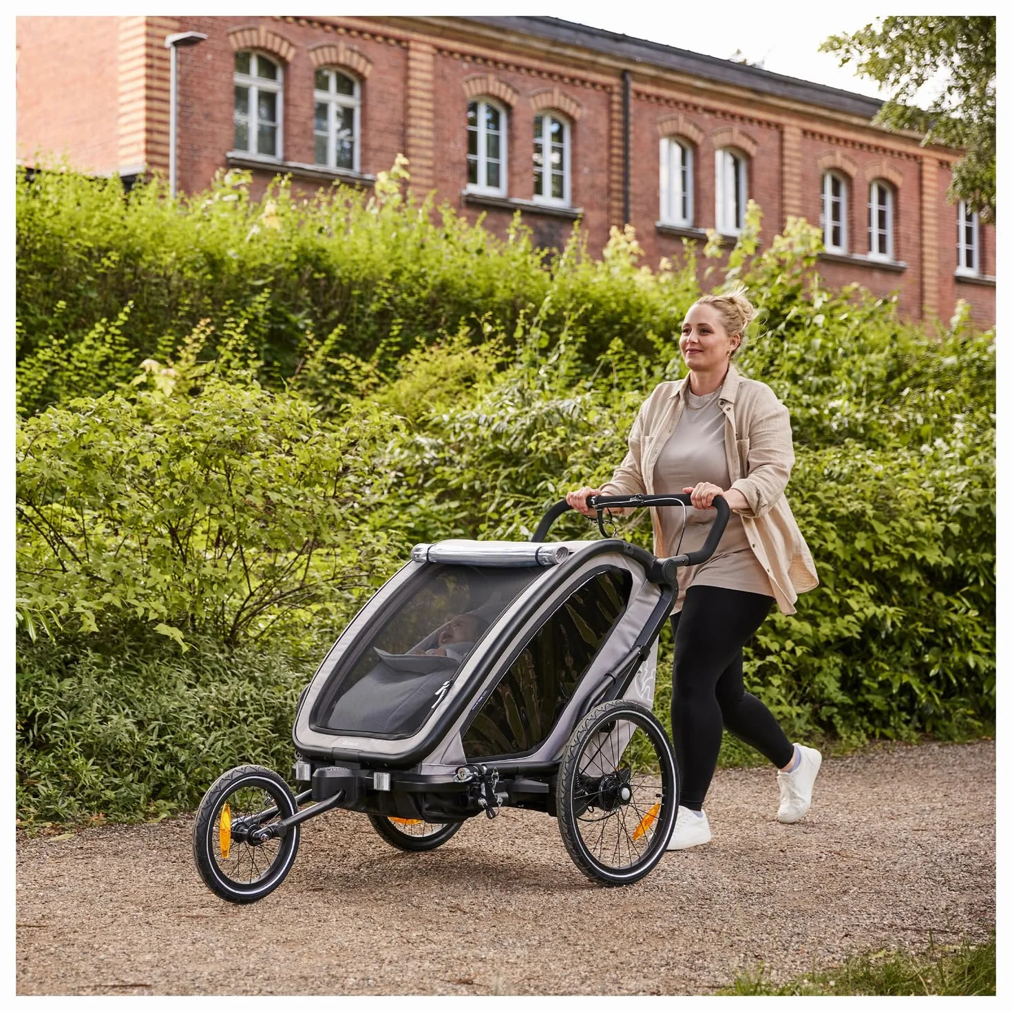 Hauck Bike N Walk Duo 3in1 Rimorchio Bici Bambini 2 Posti 22 kg 120 cm Light Grey