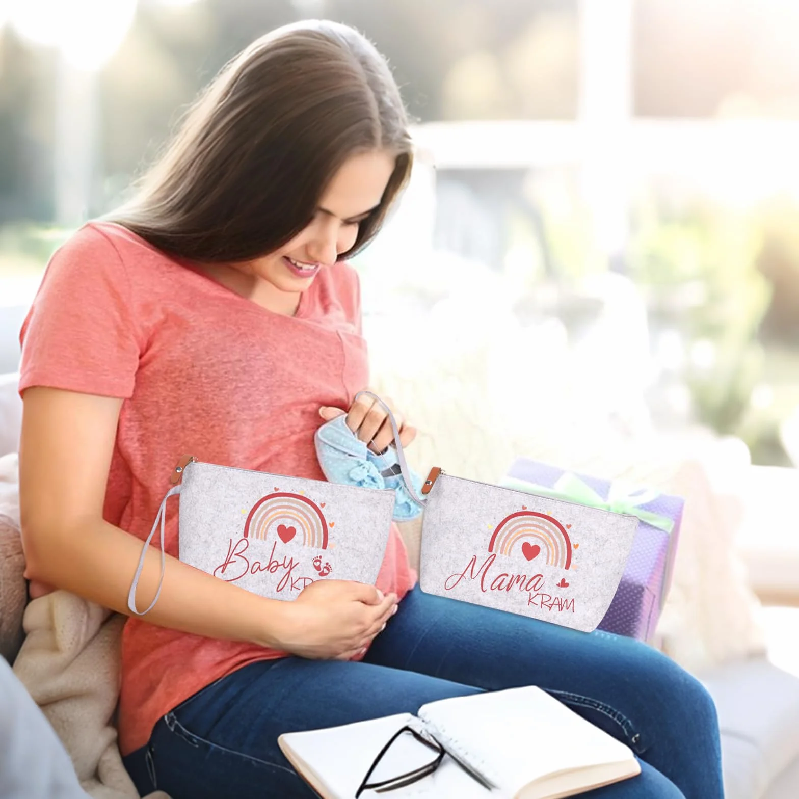 Borsa clinica nascita in feltro con chiusura lampo Kram Baby per future mamme