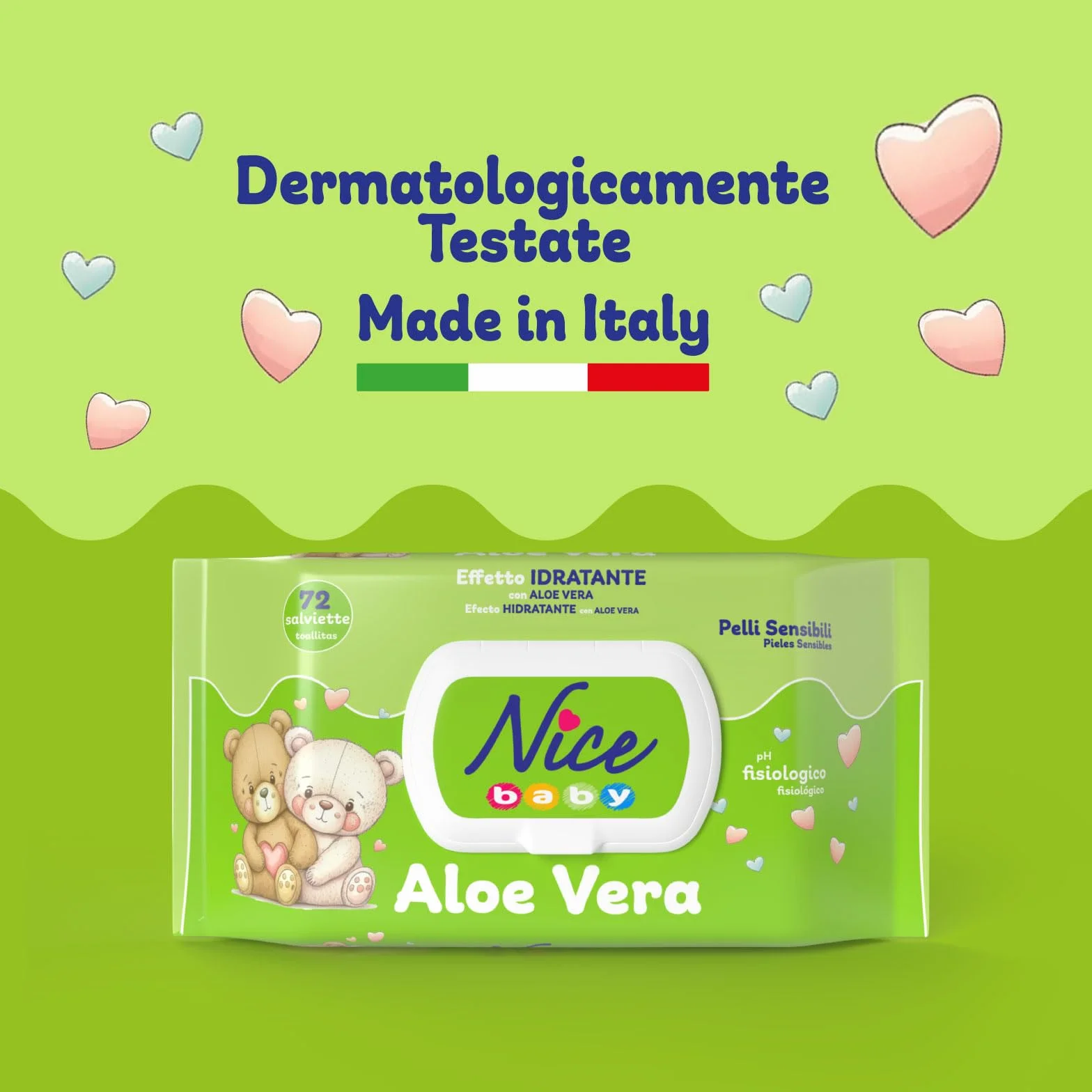 Nice Baby Aloe Vera Salviette per Cambio Pannolino, Confezione da 72