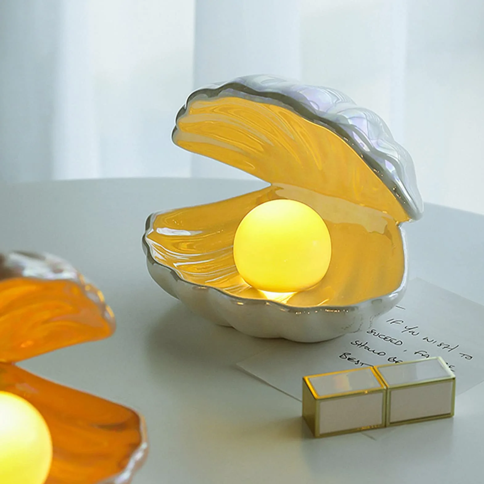 Luce Notturna LED a Forma di Conchiglia, Decorazione Camera da Letto(Verde)