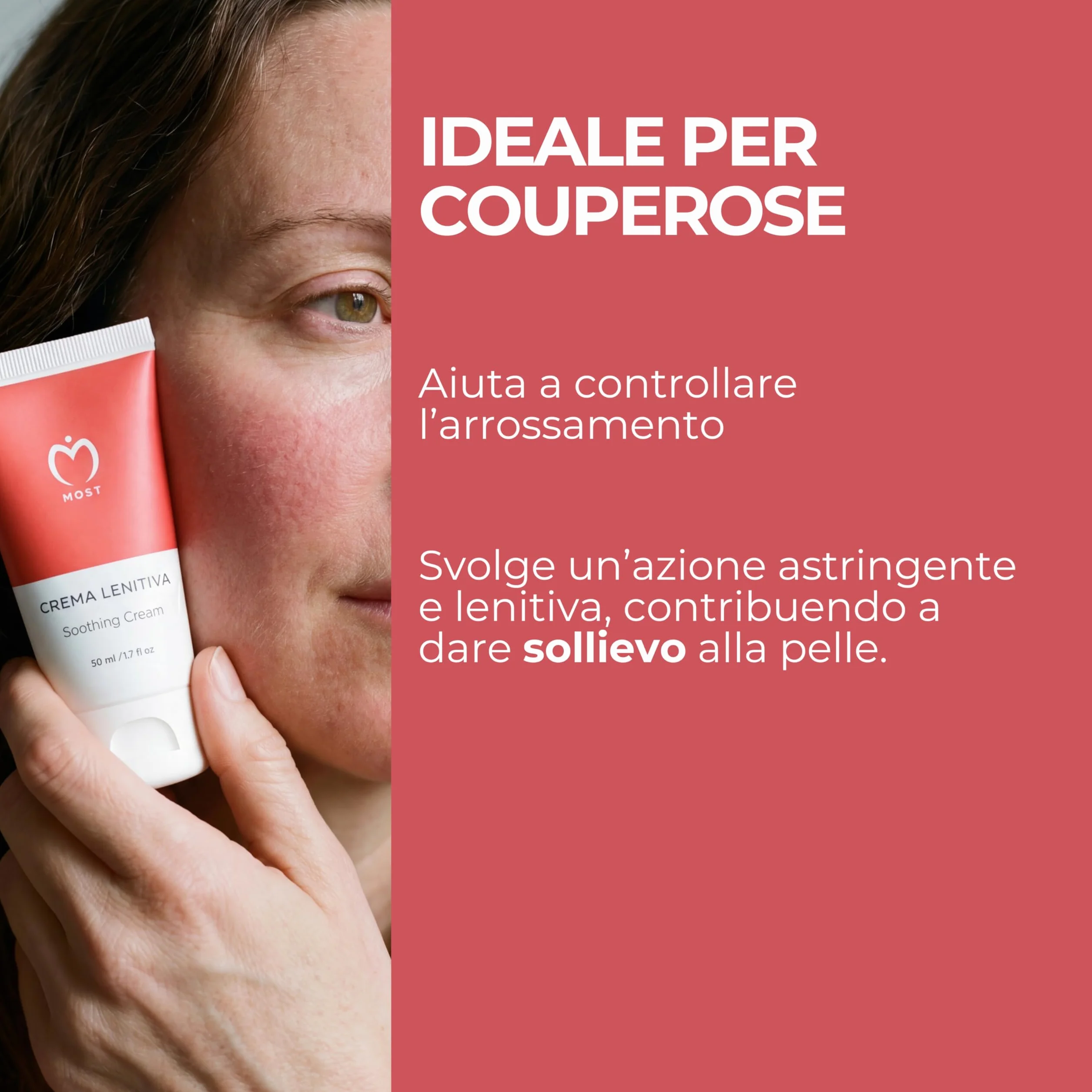 MOST Crema Lenitiva Viso e Corpo 50ml Ossido di Zinco per Pelle Sensibile e Atopica