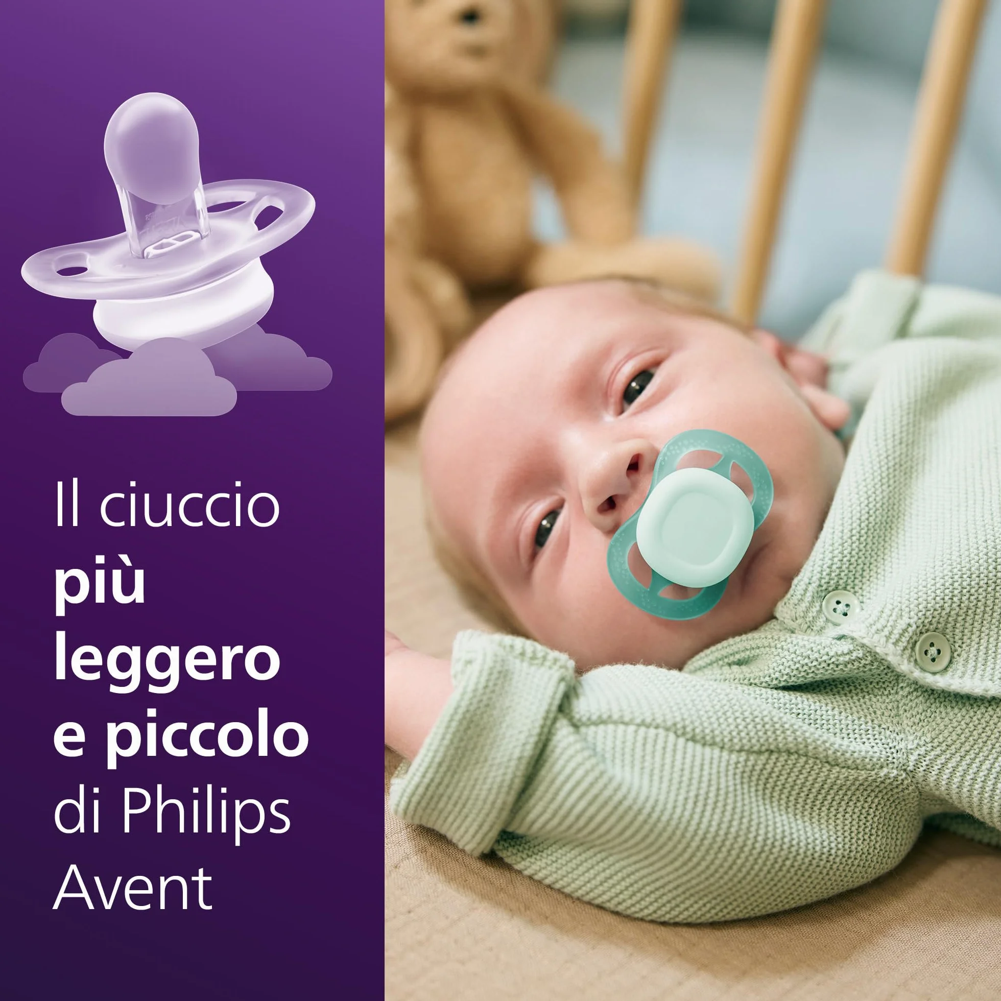 Philips Avent Ultra Start Ciuccio ortodontico neonati silicone senza BPA custodia sterilizzazione confezione da 2 SCF075/12
