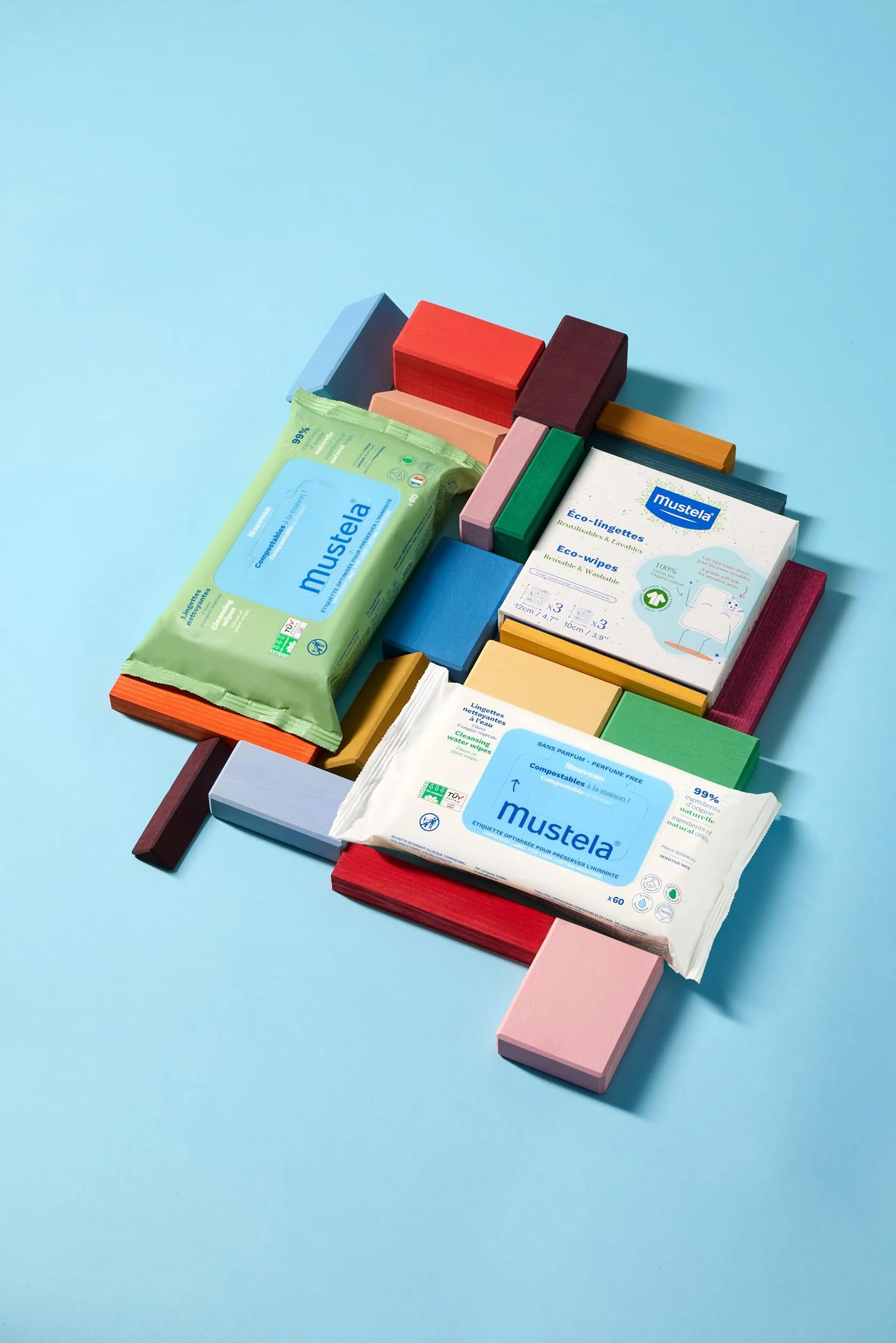 Mustela Salviette Cambio Pannolino Compostabili Senza Profumo 100% Fibre Lyocell 60 Pezzi