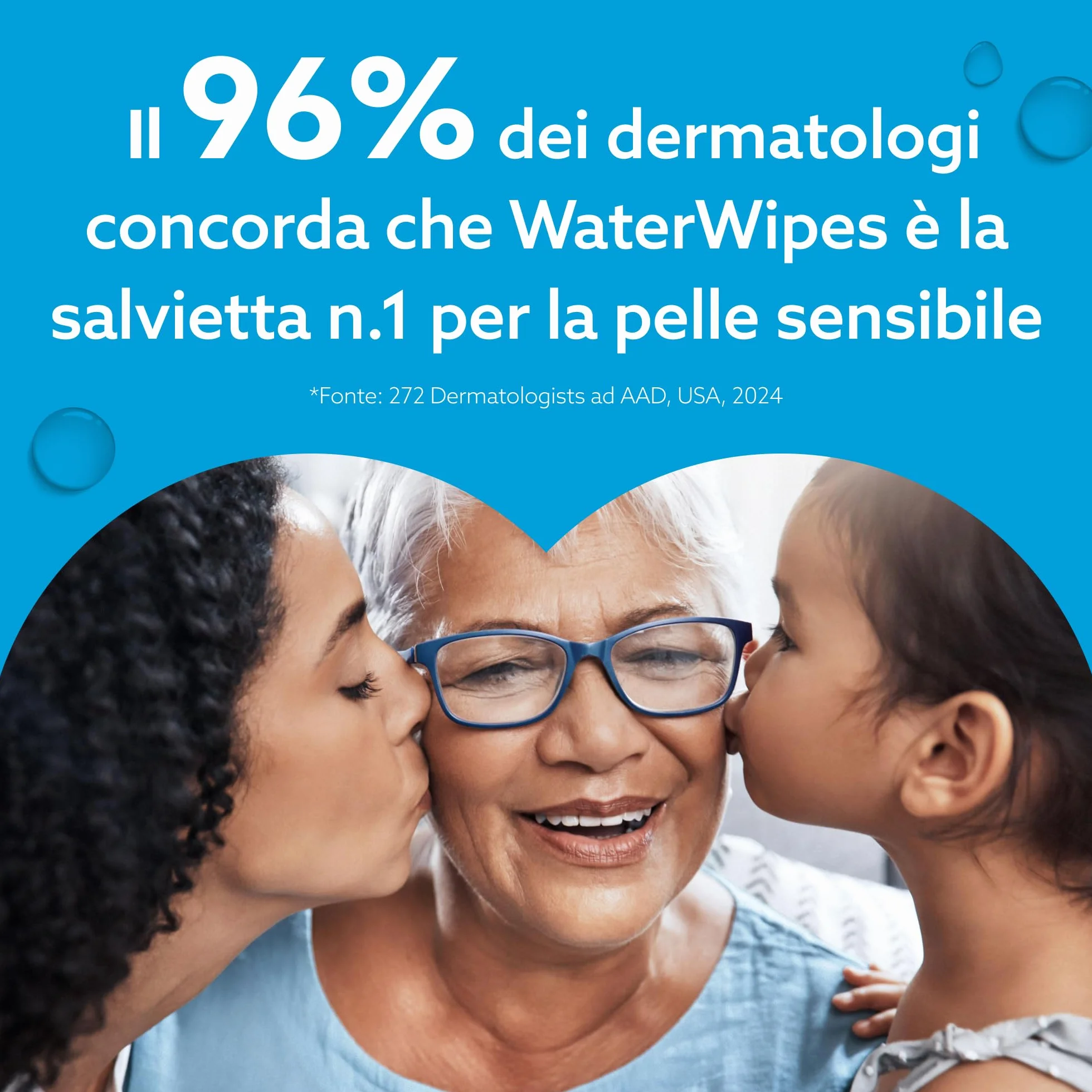 WaterWipes Salviettine Neonati 240 Pezzi 4 Confezioni 99,9% Acqua Senza Profumo