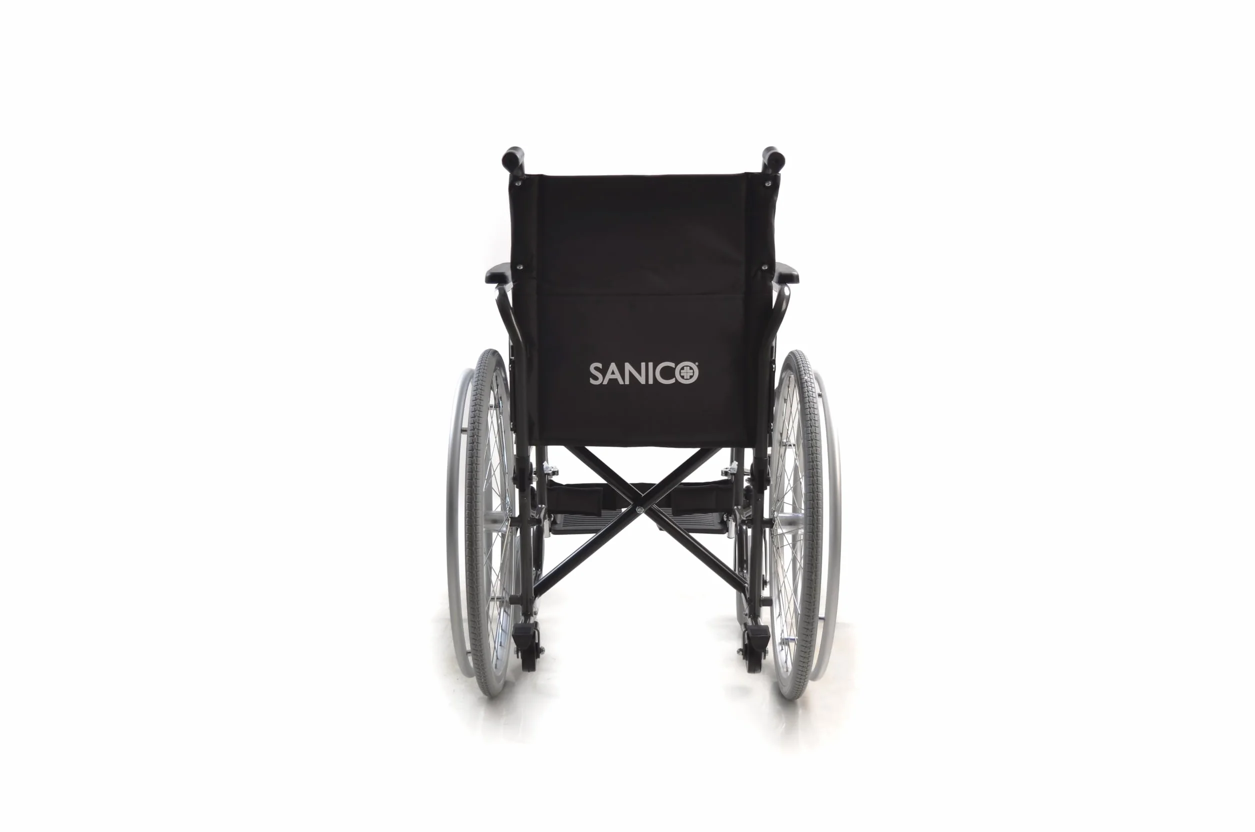 Sanico Carrozzina Autospinta Telaio Acciaio Portata 120 kg Seduta 45 cm Braccioli Pieghevoli Poggiapiedi Rimovibili Nero