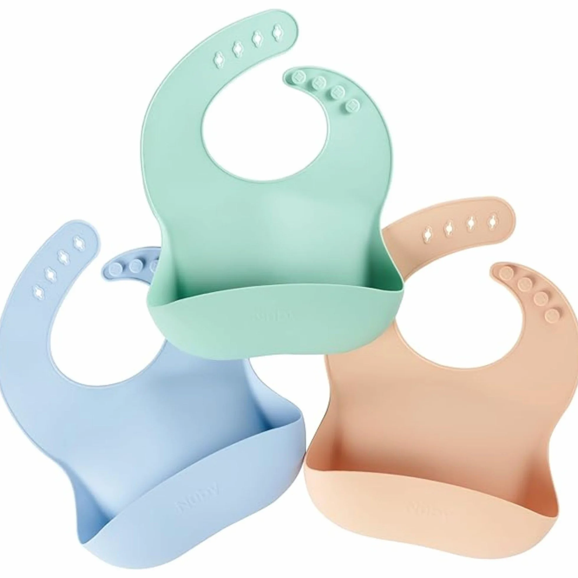 Nuby Silicone Baby Bibs for Boys Waterproof Easy Clean Adjustable Straps BPA-Free Food Catcher Toddlers Infants