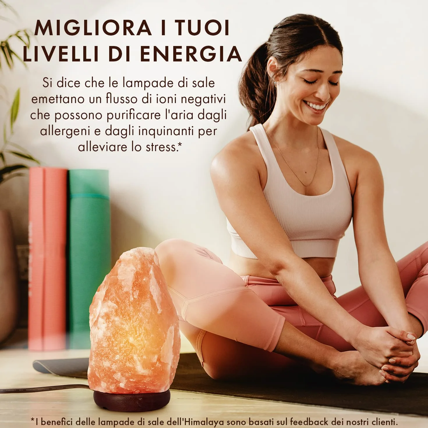 the body source Lampada di Sale Himalayano (3-5 kg) con Varialuce, Completamente Naturale e Realizzata a Mano con Base in Legno