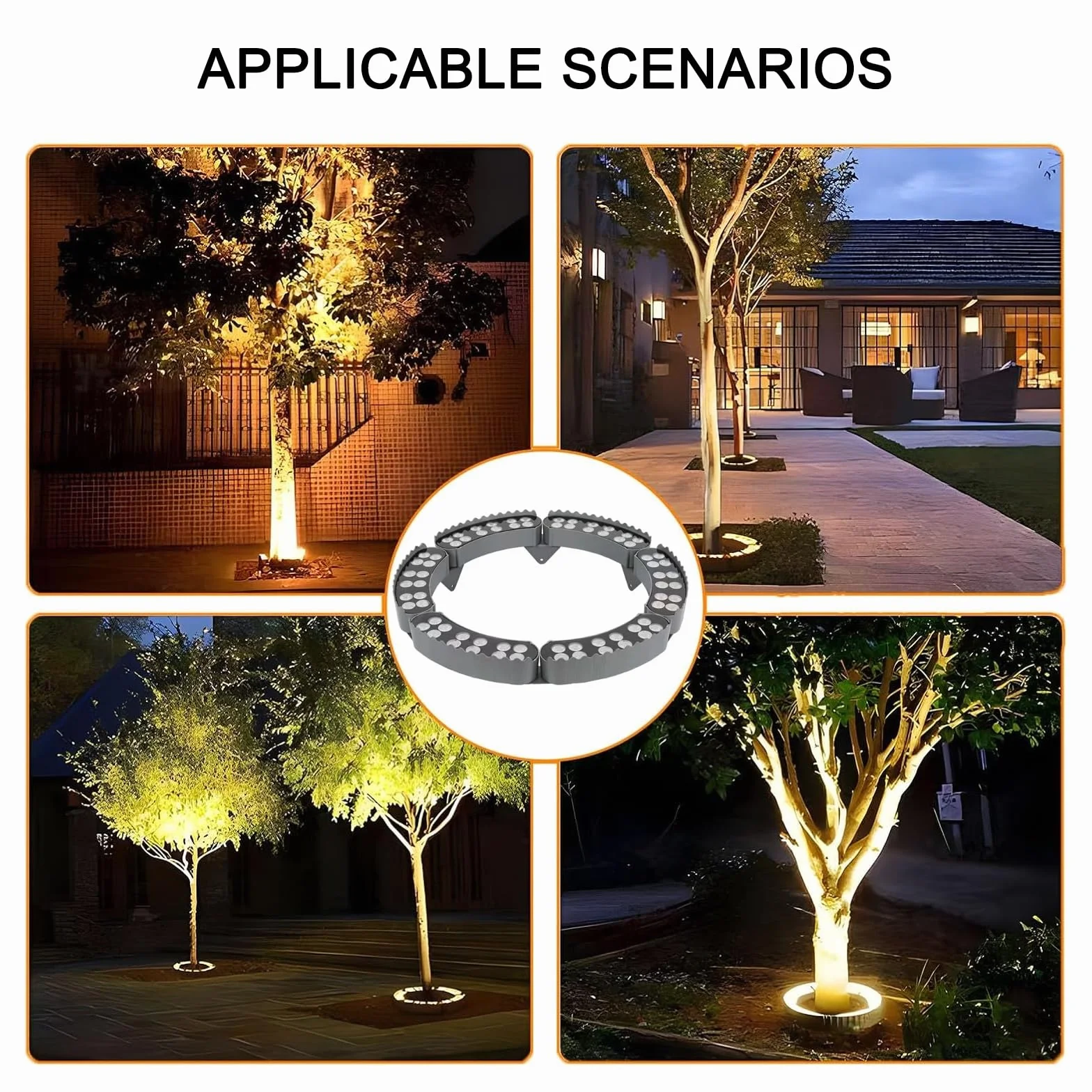 Luci ad anello per esterni, Luci per alberi da giardino (Illuminazione soffusa), 7 colori + Creare diverse atmosfere, Alluminio pressofuso/Irrompibile, Protezione per ogni condizione atmosferica, 6