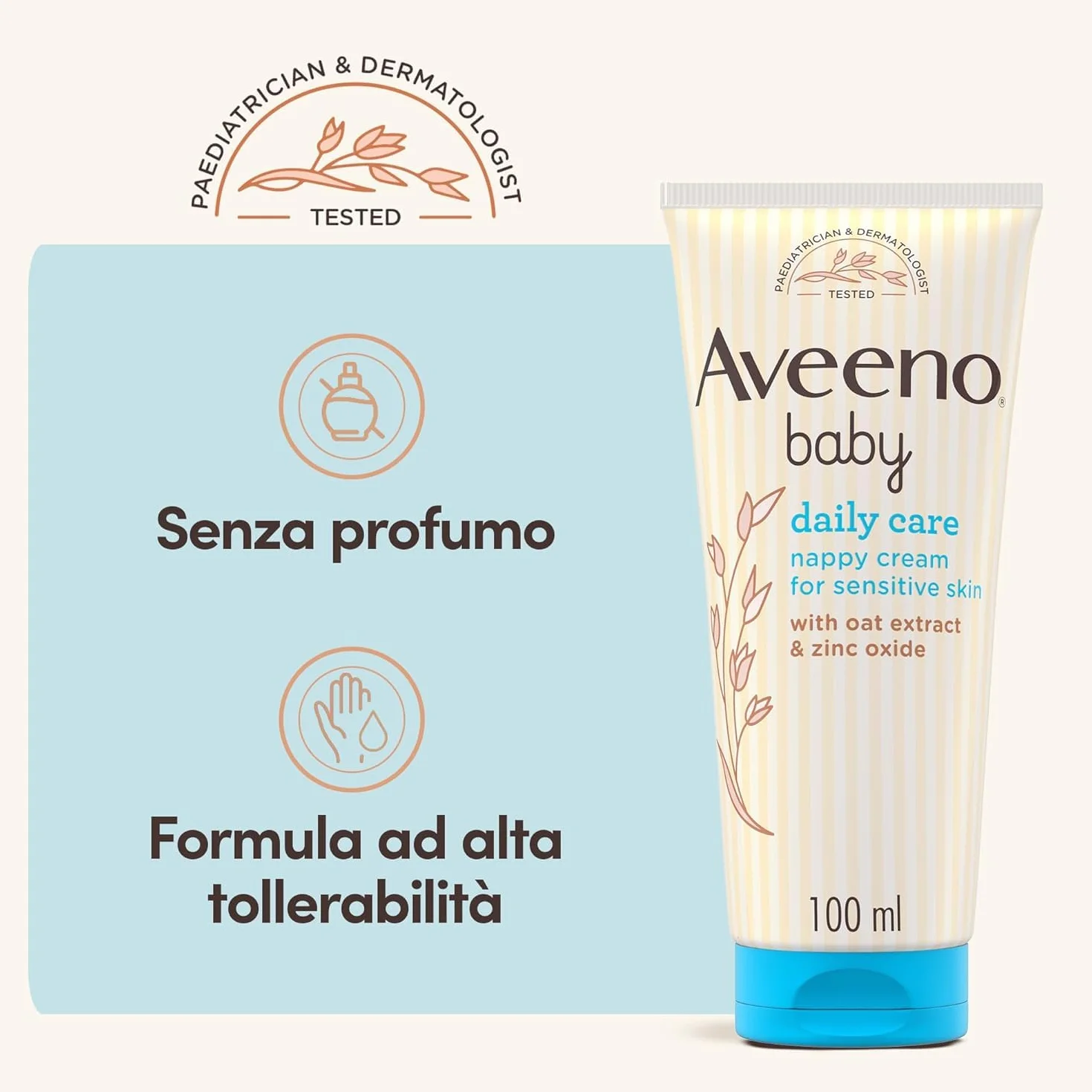 Aveeno Baby Daily Care Crema Cambio Pannolino Ossido di Zinco e Avena 100 ml