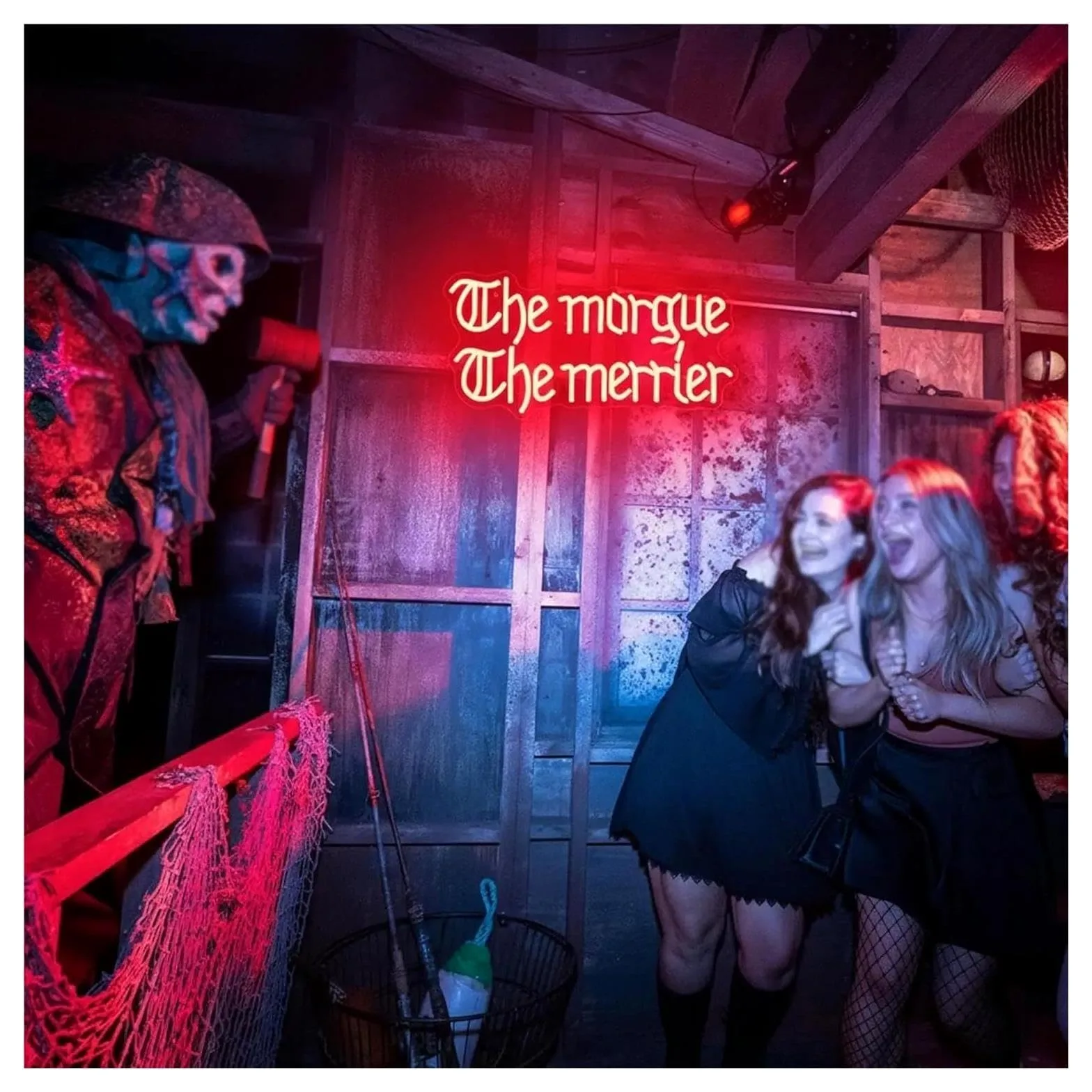 Insegna al Neon Insegna Al Neon The Morgue The Merrier | Luce LED Dimmerabile USB Per Camera Da Letto Bar Sala Giochi Man Cave Party Decor 43cmx21.4cm