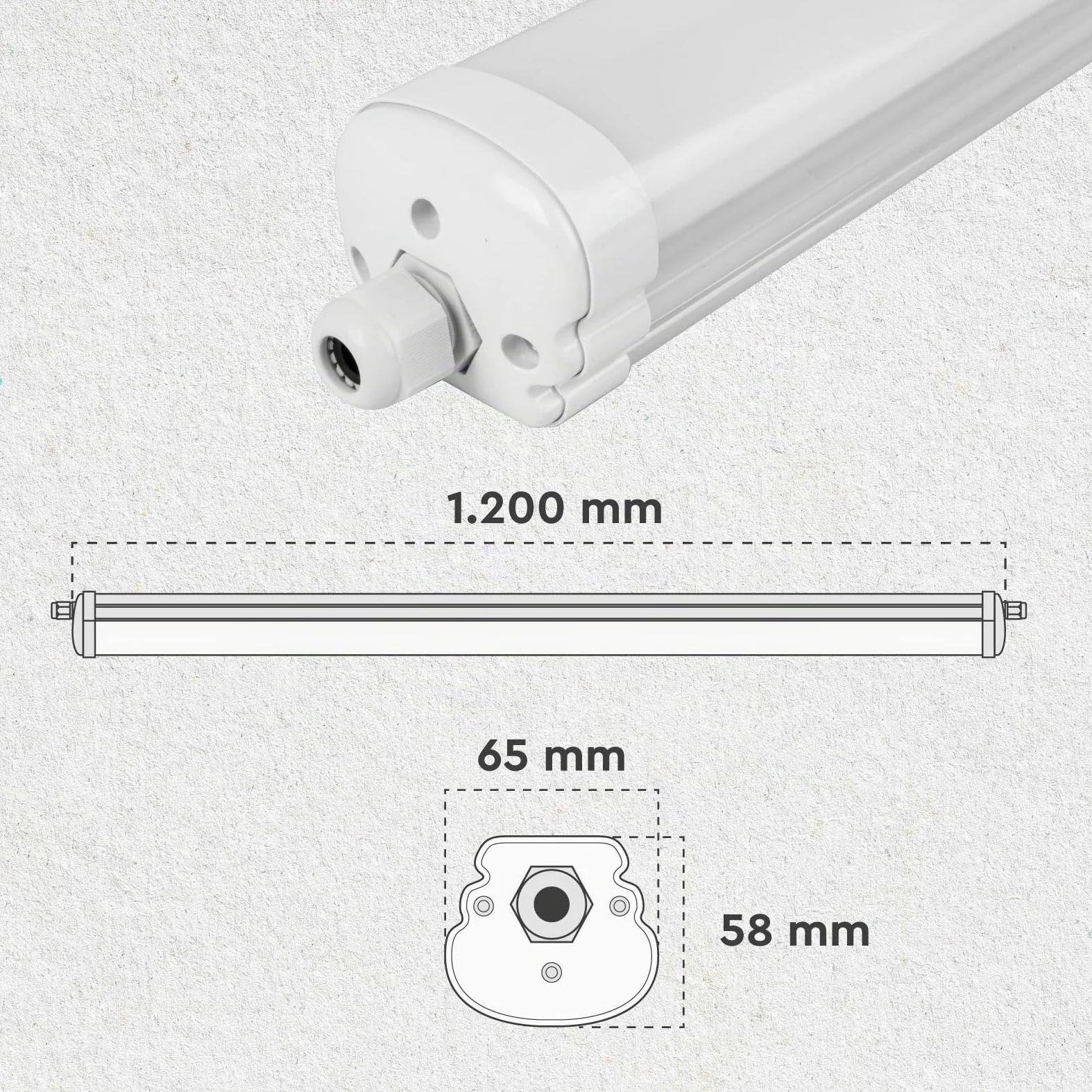 2 Plafoniere LED Impermeabili 36W 120CM 4320 Lumen Waterproof IP65 - Luce Fredda 6500K - Tubo Plafoniera Lineare da Soffitto per Box Garage Magazzino e Ufficio con Alta Luminosità 120 lm/W