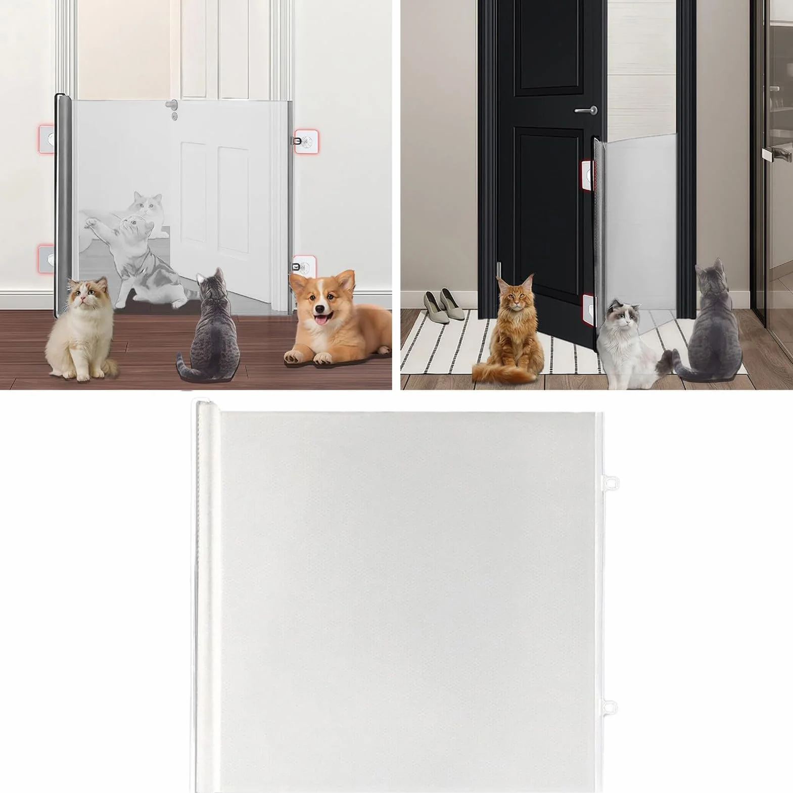 Griglia di protezione per scale retrattile senza foratura 110/130 cm, barriera portatile per porte e balcone