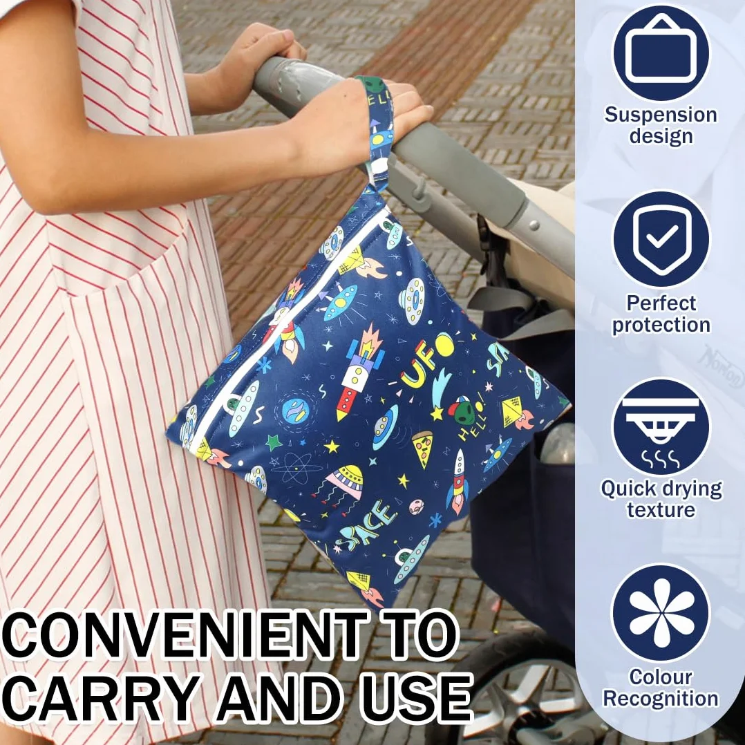 Wet bag pannolini lavabili 2 Pezzi Impermeabile Borsa pannolini Ecologica