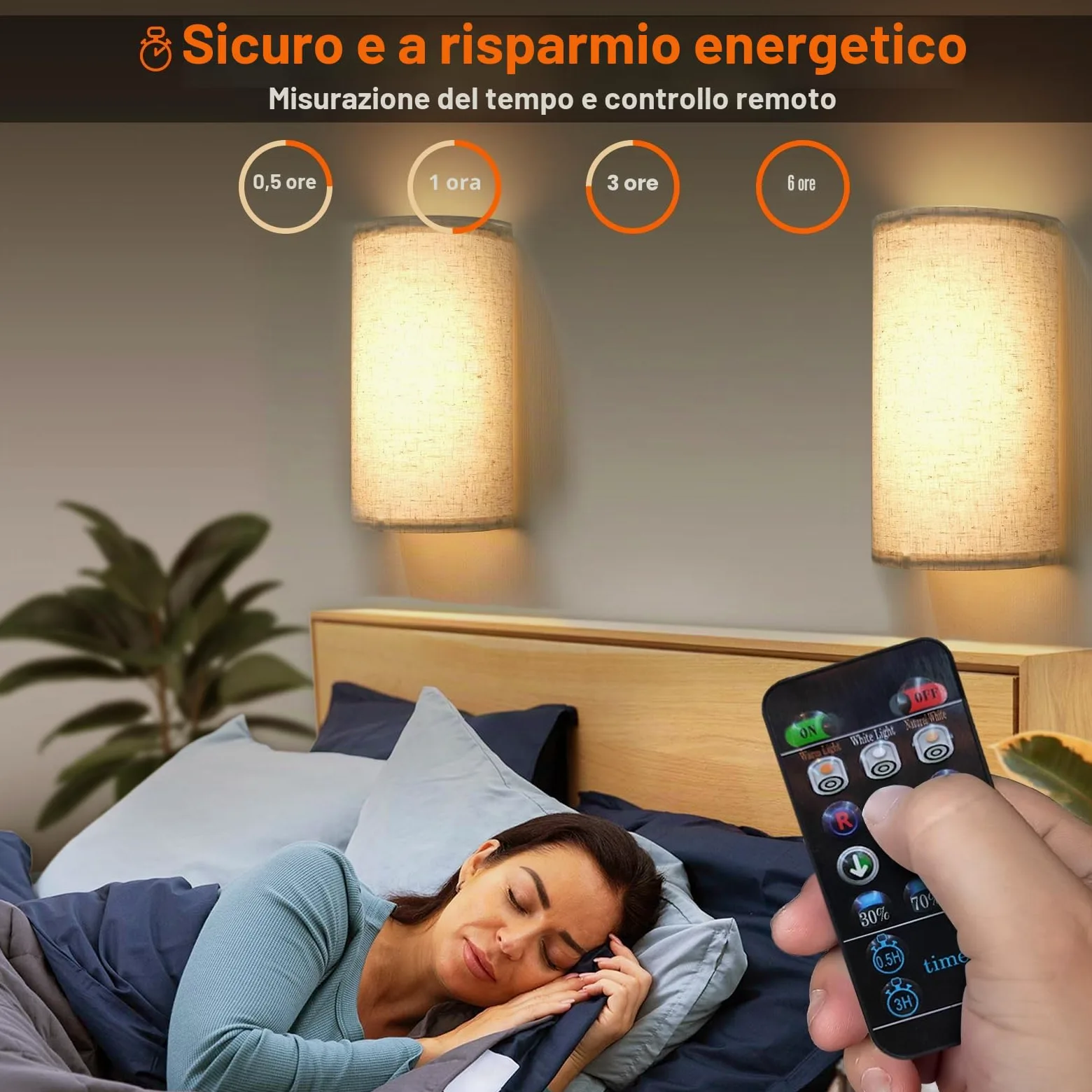 Batteria Luci da parete azionate 2 Pack, RGB dimmerabile Applique in tessuto, applique da parete senza fili con telecomando, 4400mAh ricaricabile Lampada da parete per camera da letto soggiorno