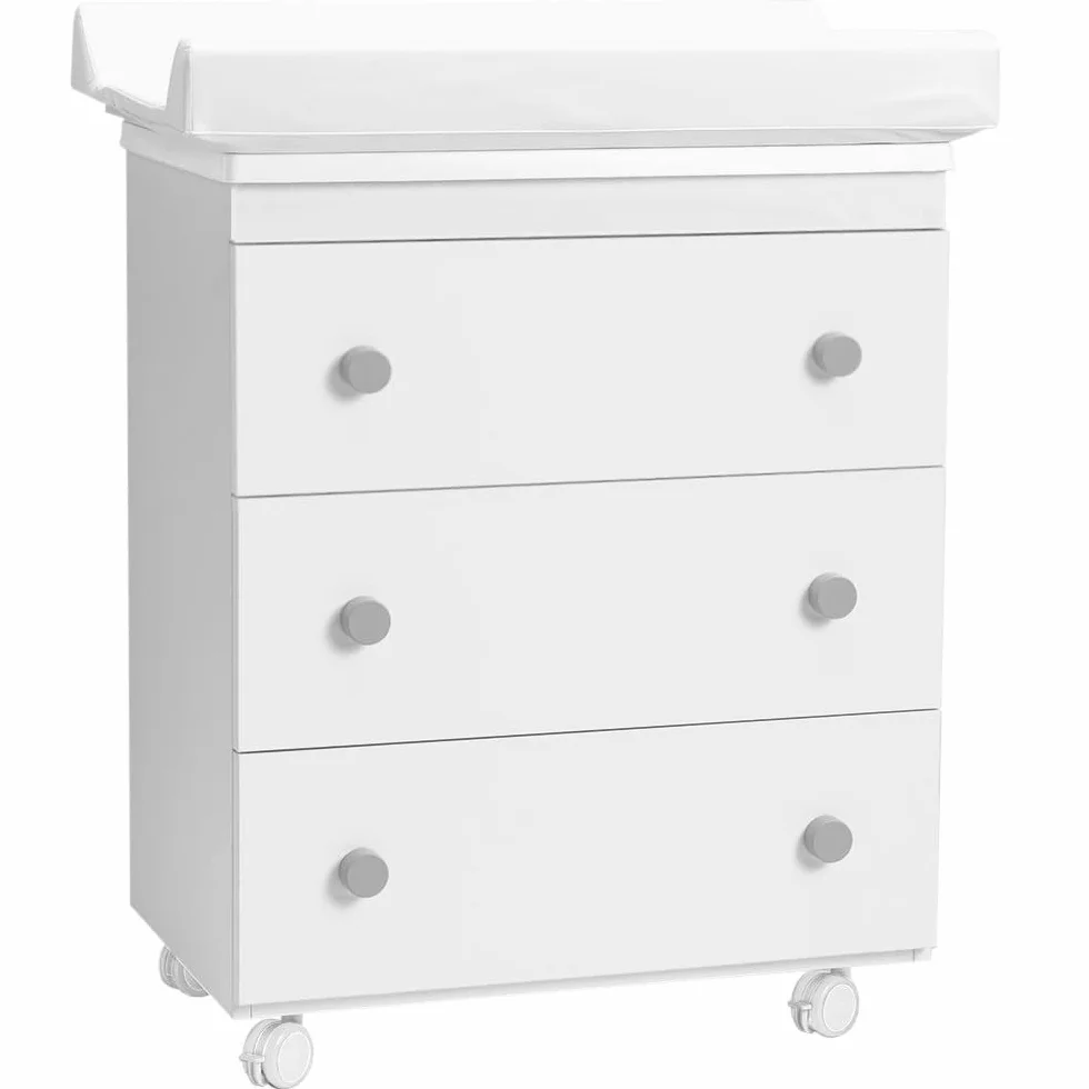 Fasciatoio Cassettiera Salvaspazio 3 Cassettoni Removibili con Vaschetta Bagnetto e Materassino Anticaduta 80x97x44 cm Grigio