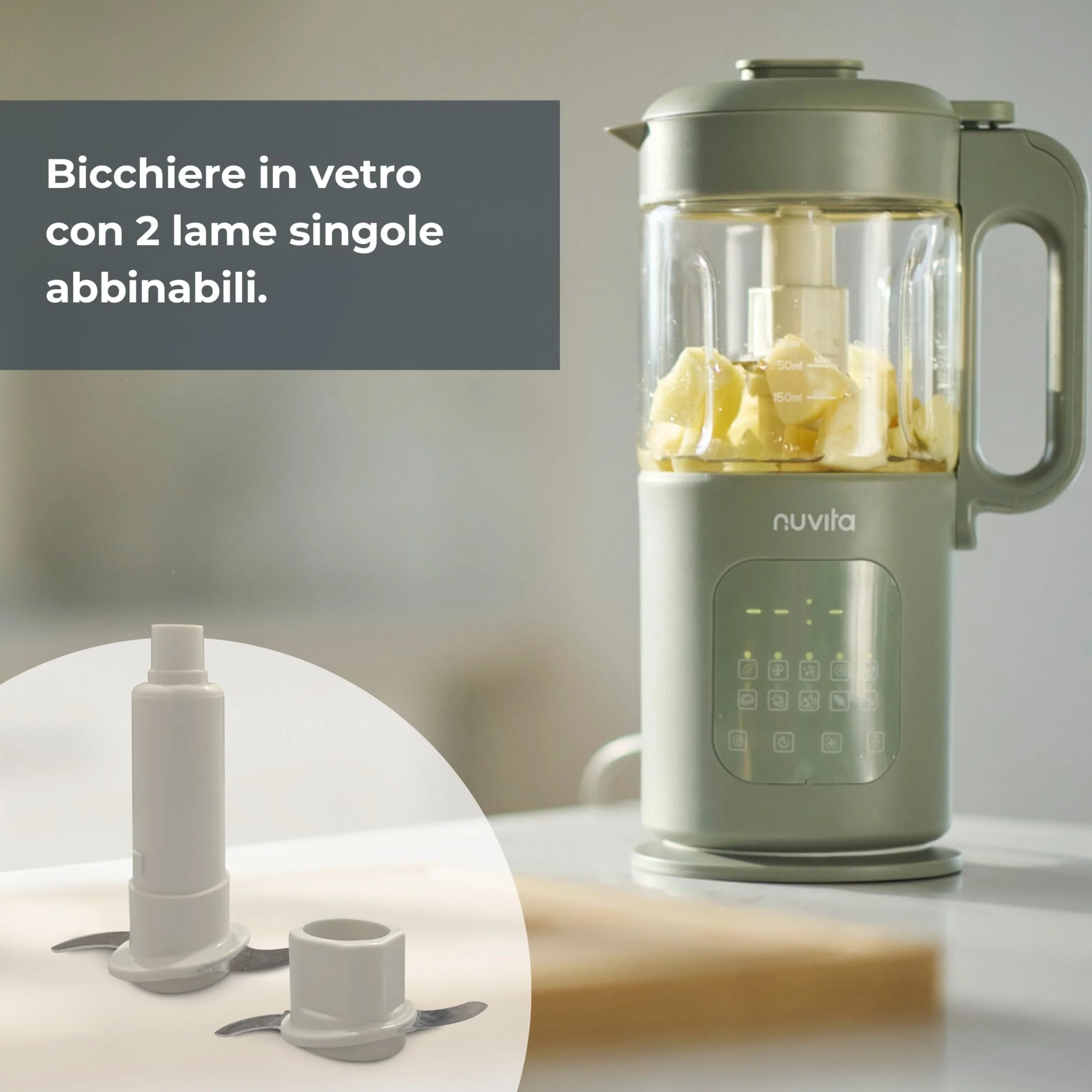 Nuvita Magic Pappa Cuocipappa Multifunzione 7-in-1 Cuoce a Vapore Frulla Sminuzza Prepara Purè per Bambini
