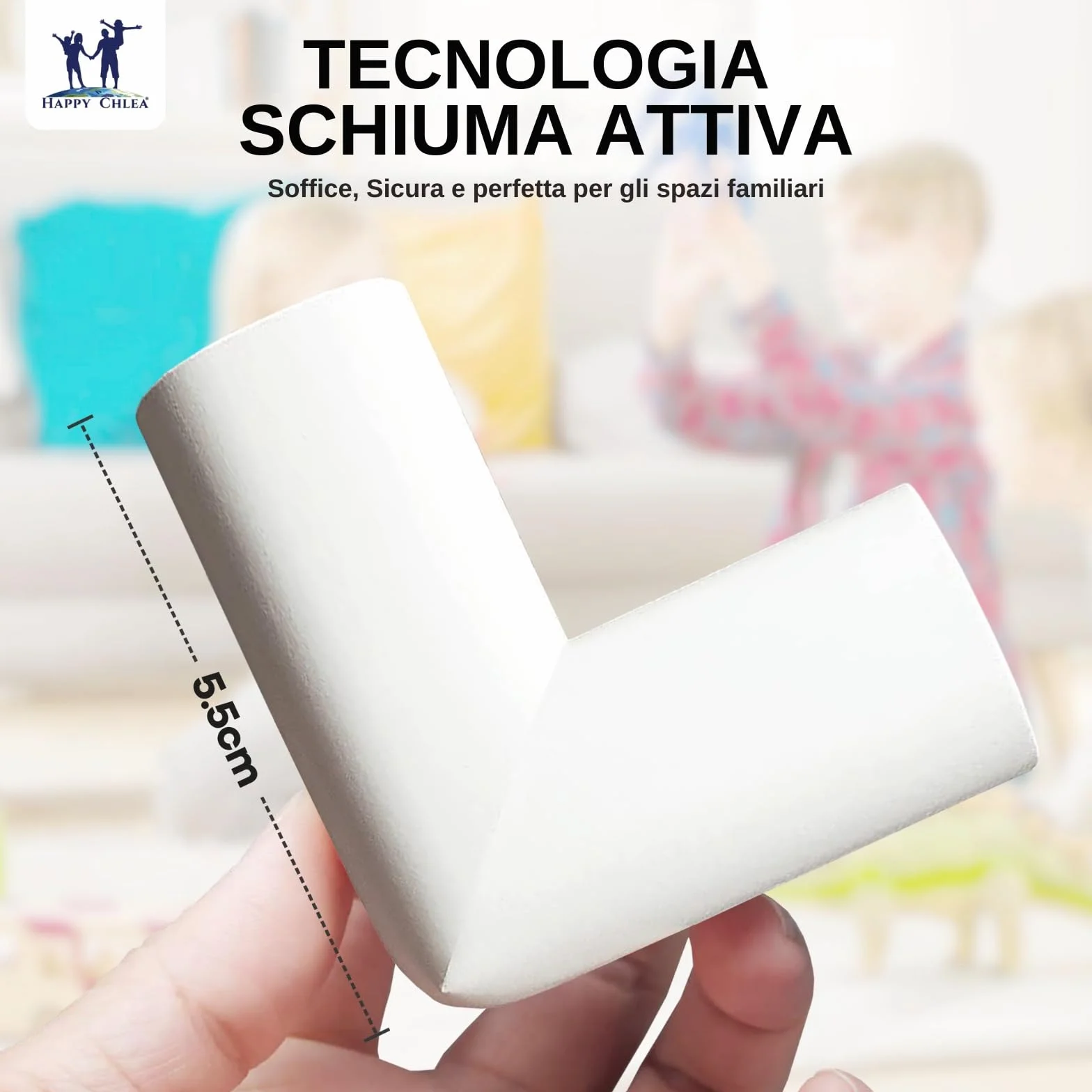 HAPPY CHLEA Paraspigoli Angolari in Gomma con Schiuma Attiva, 20 Morbidi e 2 Blocca Cassetti, Bianco