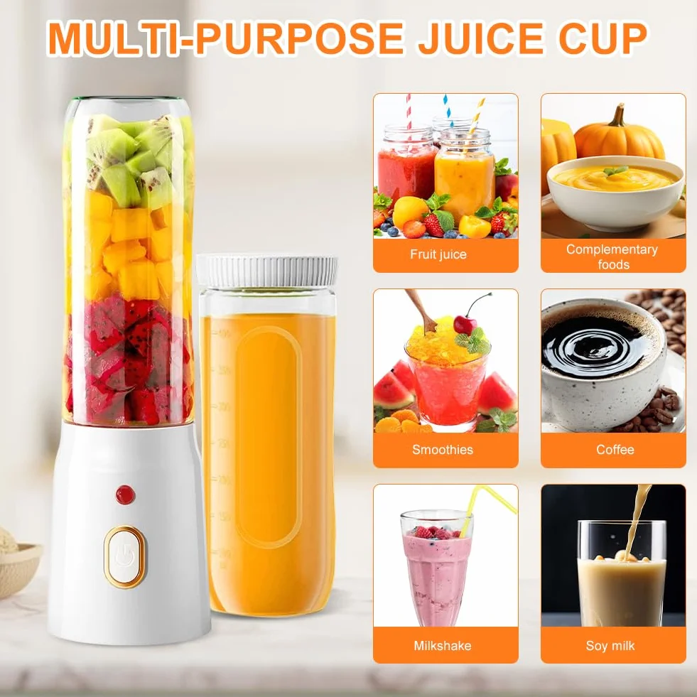 Mixer Portatile Ricaricabile per Smoothie 500 ml 10 Lame USB
