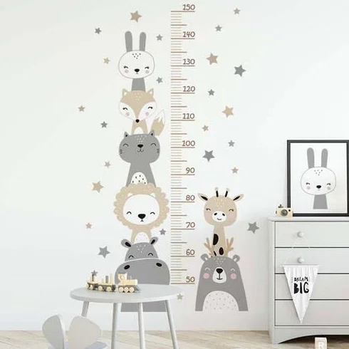 Adesivi Murali Metri Da Parete Altezza Grafico Animali Bambini Rimovibile Misurare Cameretta DIY