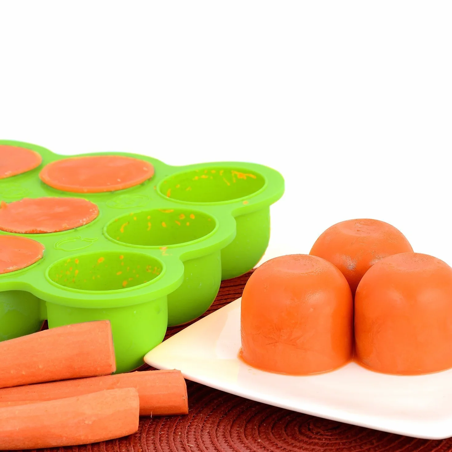 Contenitore Pappa Silicone per Bimbi con 9 Stampini - Contenitore Freezer Coperchio Rimovibile Verde