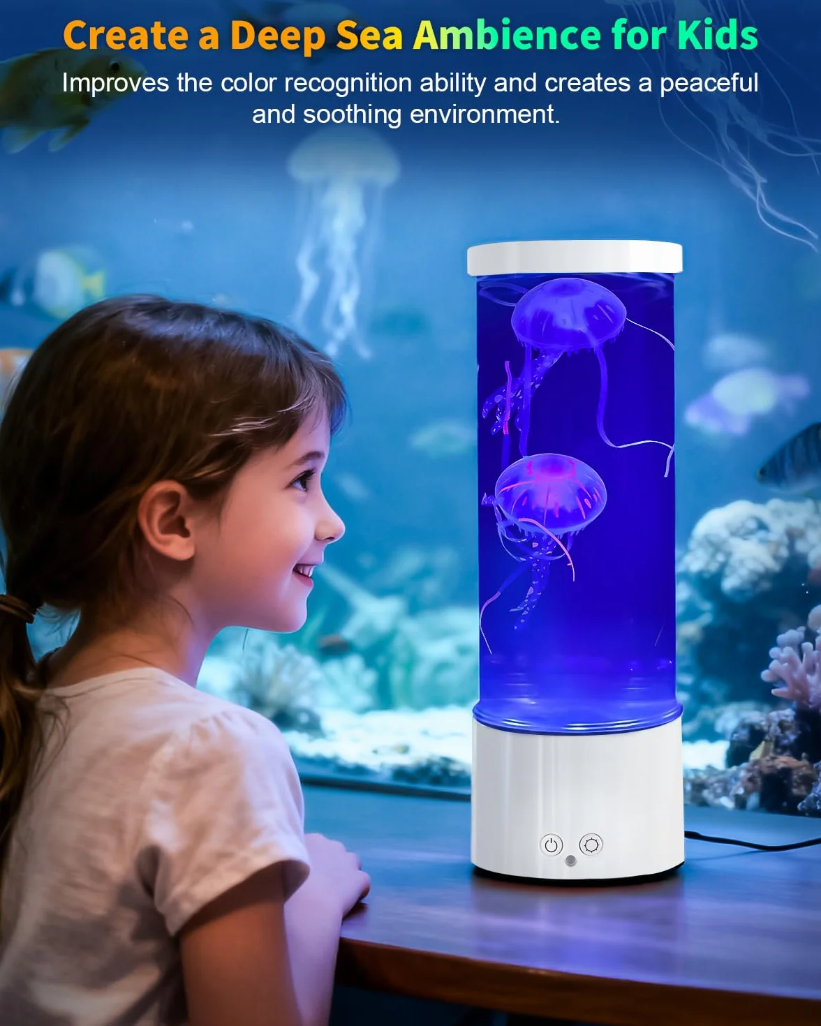 AONESY Lampada LED Jellyfish Lamp 17 colori, lampada lava Jellyfish Lamp acquario Auallen per bambini con telecomando, lampada acquario decorativa luce d'atmosfera-Bianco