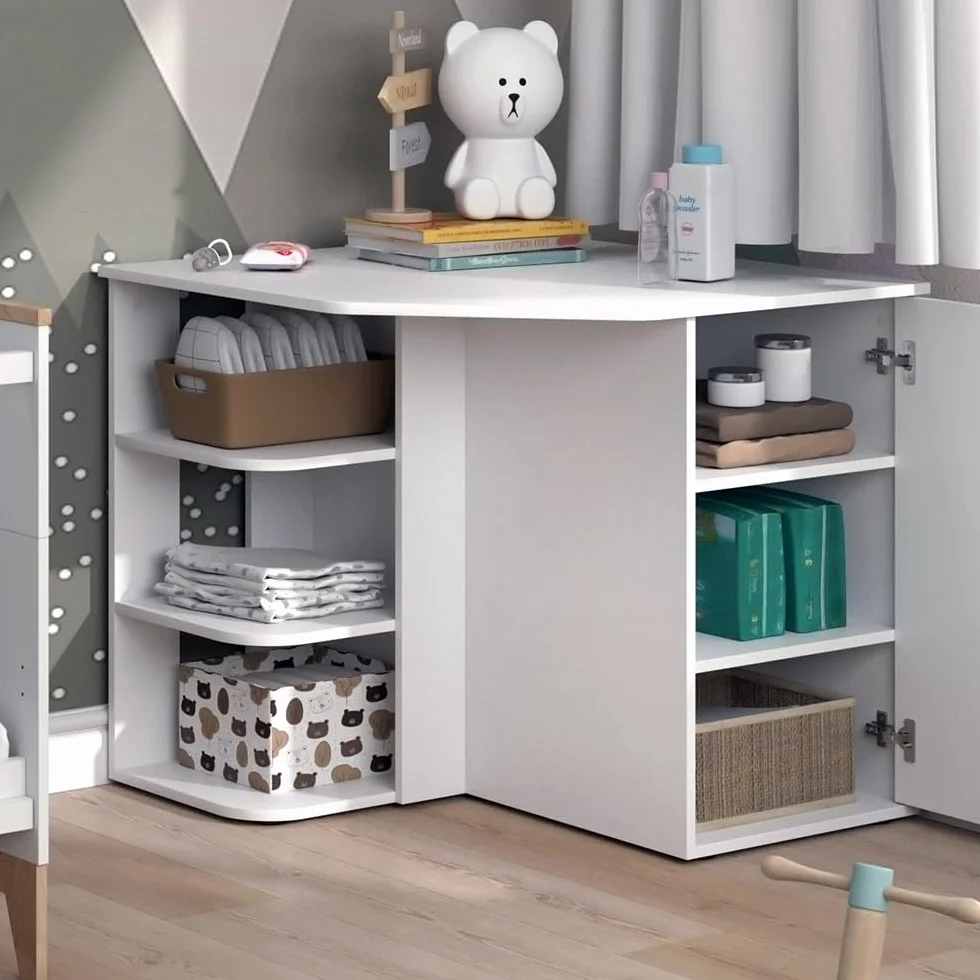 Vicco Fasciatoio Kristian Bianco 85 x 77.3 cm porta e vani aperti convertibile in cassettiera