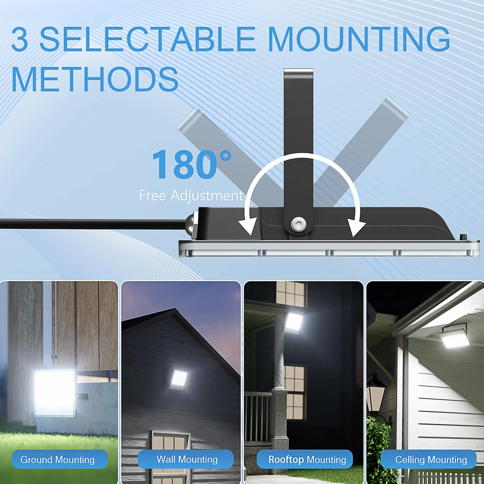 Faretto LED da Esterno 300W, Fari a LED da Esterno 30000LM 6500K Bianco Freddo Impermeabile IP67 per Faro Giardino(1 Pezzi)