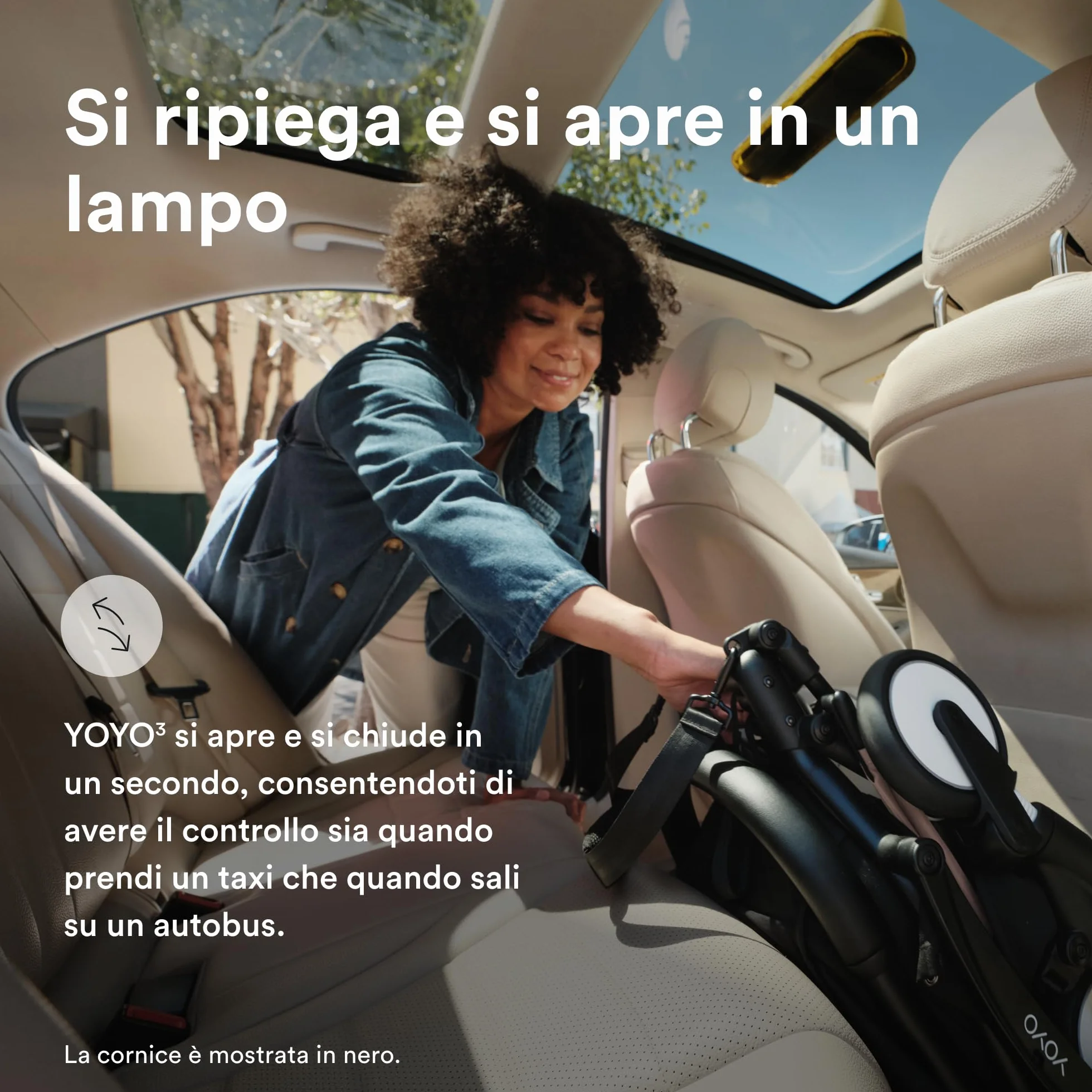 Passeggino Stokke YOYO3 6 mesi Telaio Bianco Cuscino Seduta Toffee Capottina Leggero Compatto Bagaglio a Mano
