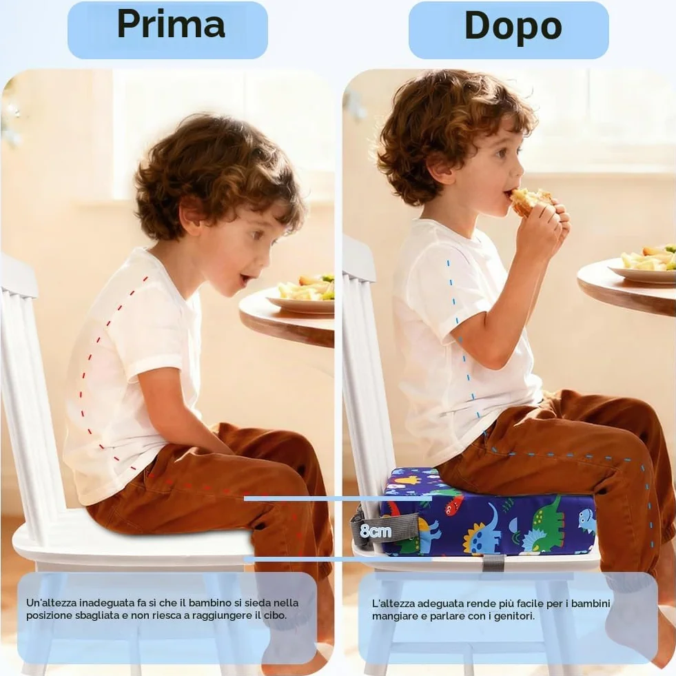 HOTUT Rialzo Sedia Bambini Cuscino da Tavolo con 2 Cinghie Regolabili, Seduta Booster Lavabile Smontabile per Viaggi