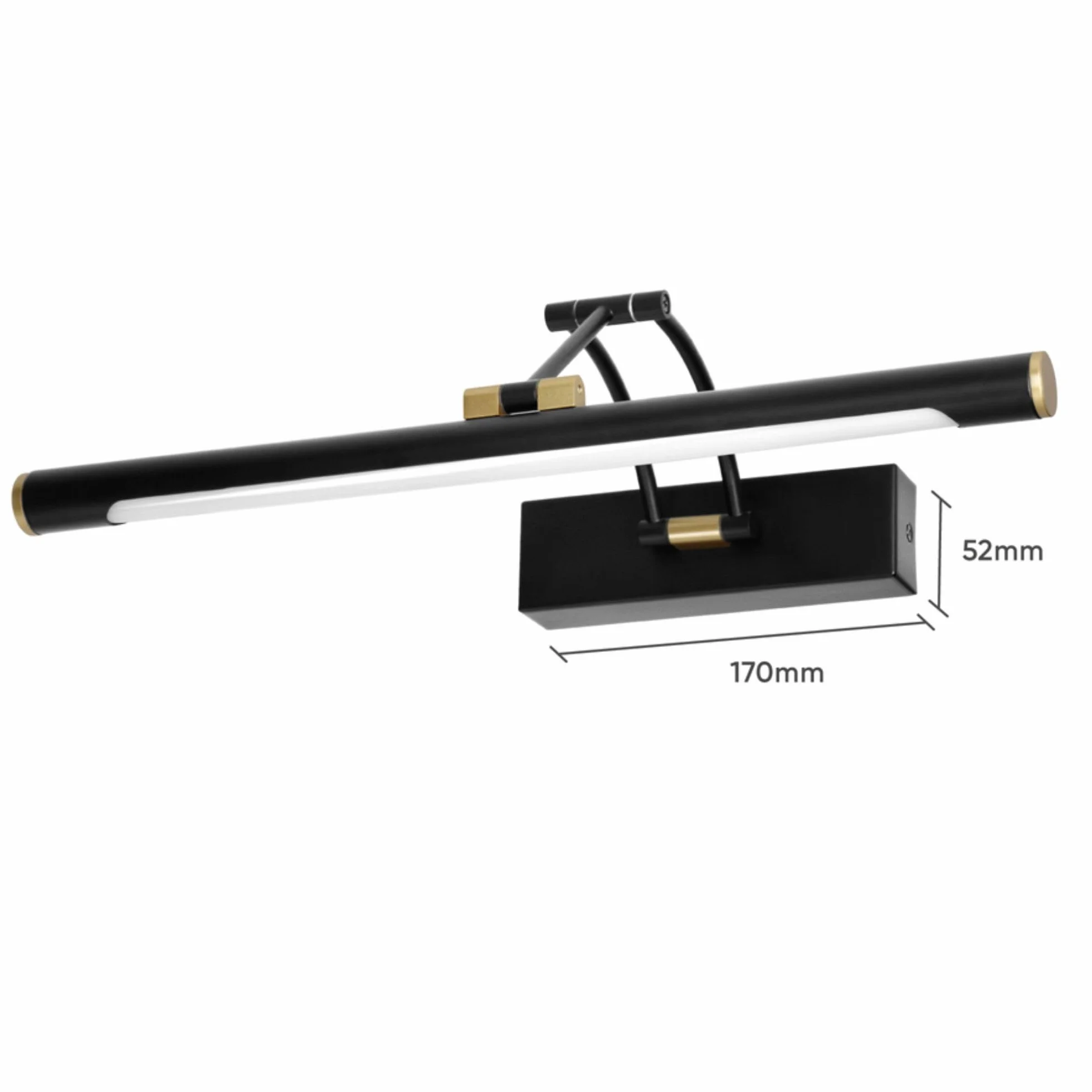 Lampada Specchio Bagno Colore Nero 4000K IP44 Applique Bagno Specchio con Braccio Mobile - Regolazione dell'Angolo di Illuminazione Design Moderno (40cm / 7W / 770lm)
