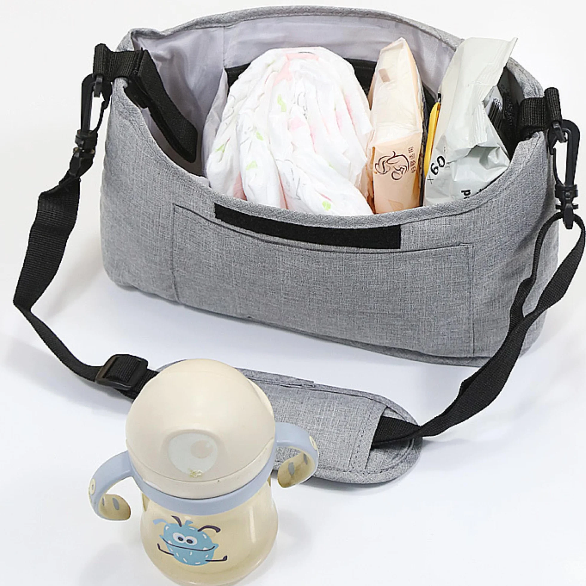 Borsa Organizer per Passeggino Universale Impermeabile con Portabicchieri (Grigio)