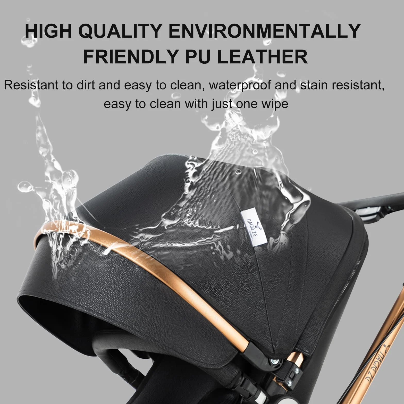 Passeggino 3in1 in pelle PU rotabile 360° con modalità culla | Pieghevole con un clic Convertibilità da neonato a toddler Rosa