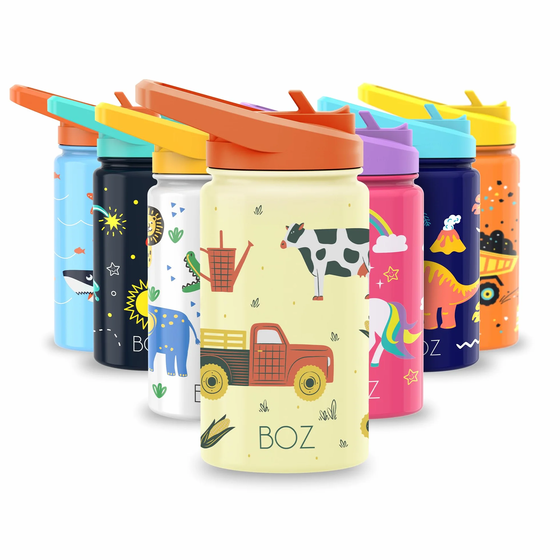 Borraccia Bambini con Cannuccia 400 ml BOZ, Termica, Lavabile in Lavastoviglie, BPA Free, Antigraffio