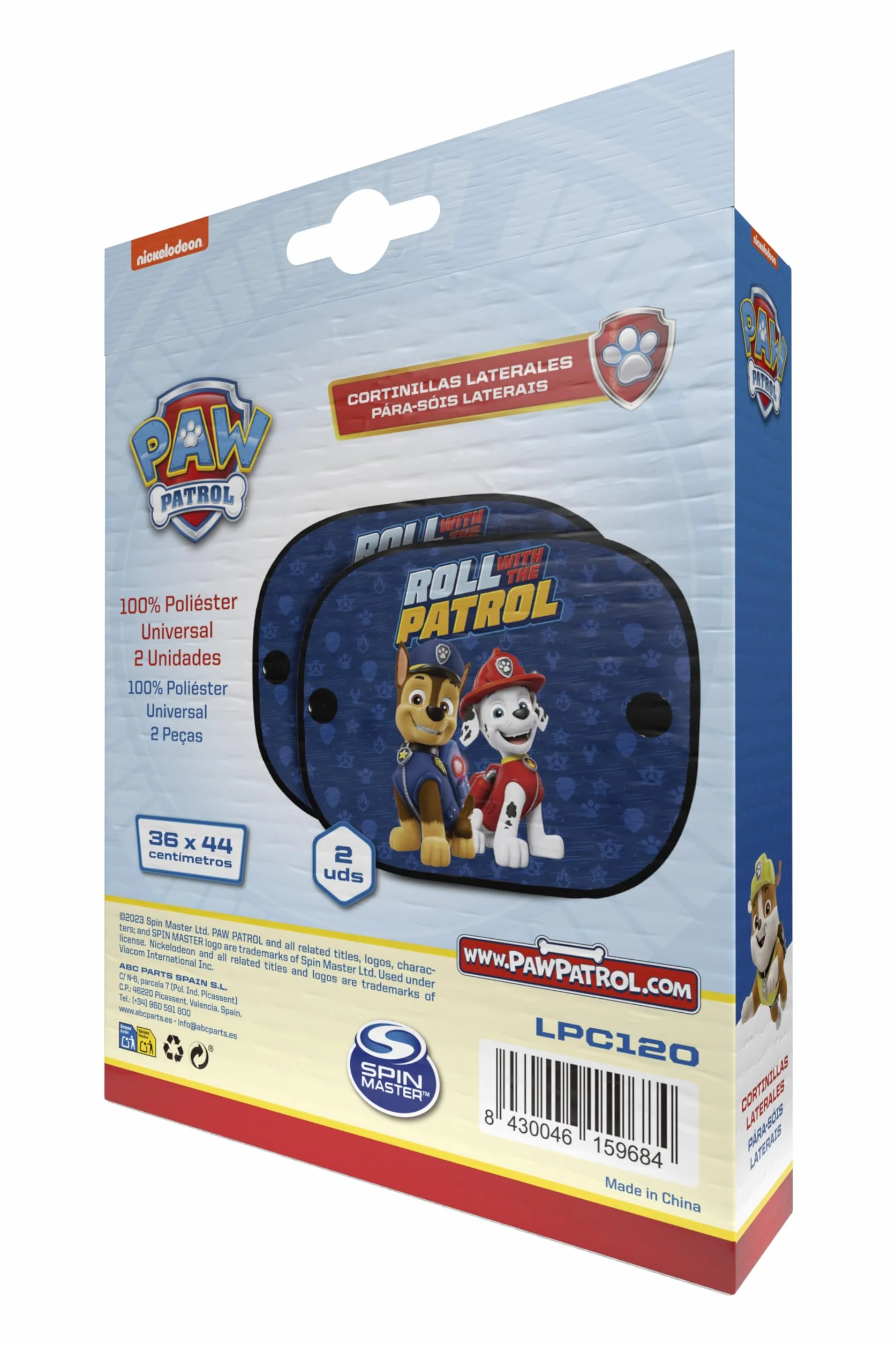 Paw Patrol zasłony boczne mikroperforowane Chase Marshall ochrona przeciwsłoneczna 2 sztuki