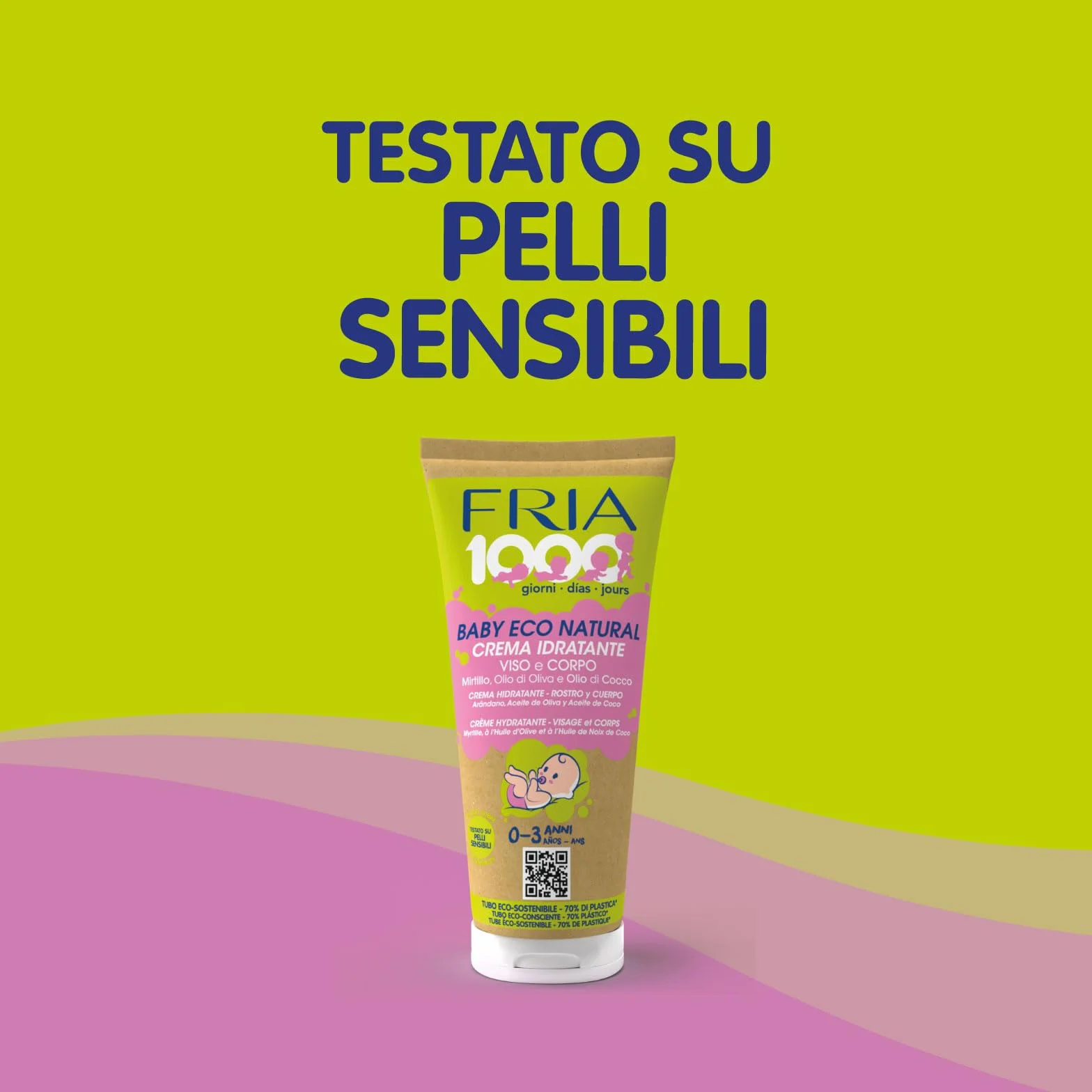 Fria 1000Giorni Crema Corpo e Viso Neonato Bambino Eco Natural con Olio di Cocco e Oliva 200ml