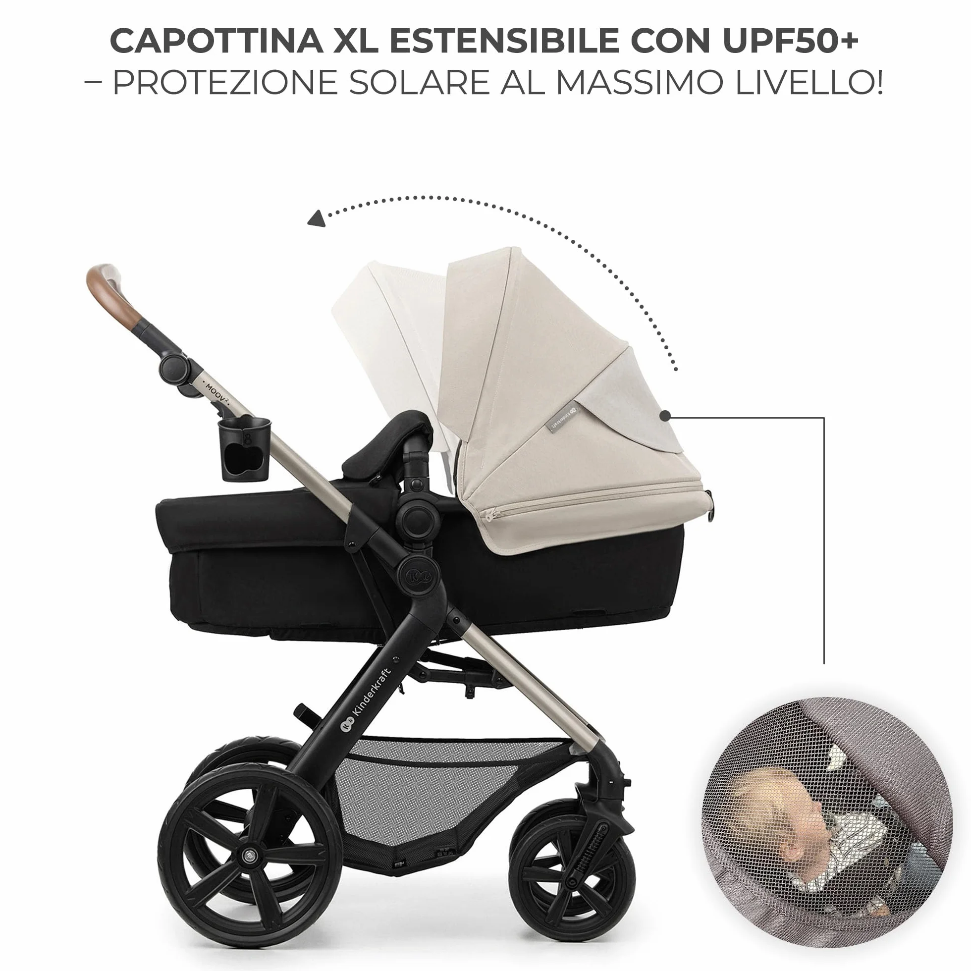 Kinderkraft MOOV 2 passeggino multifunzionale 4 in 1 trio neonato navicella seggiolino auto MINK PRO i-Size Grigio