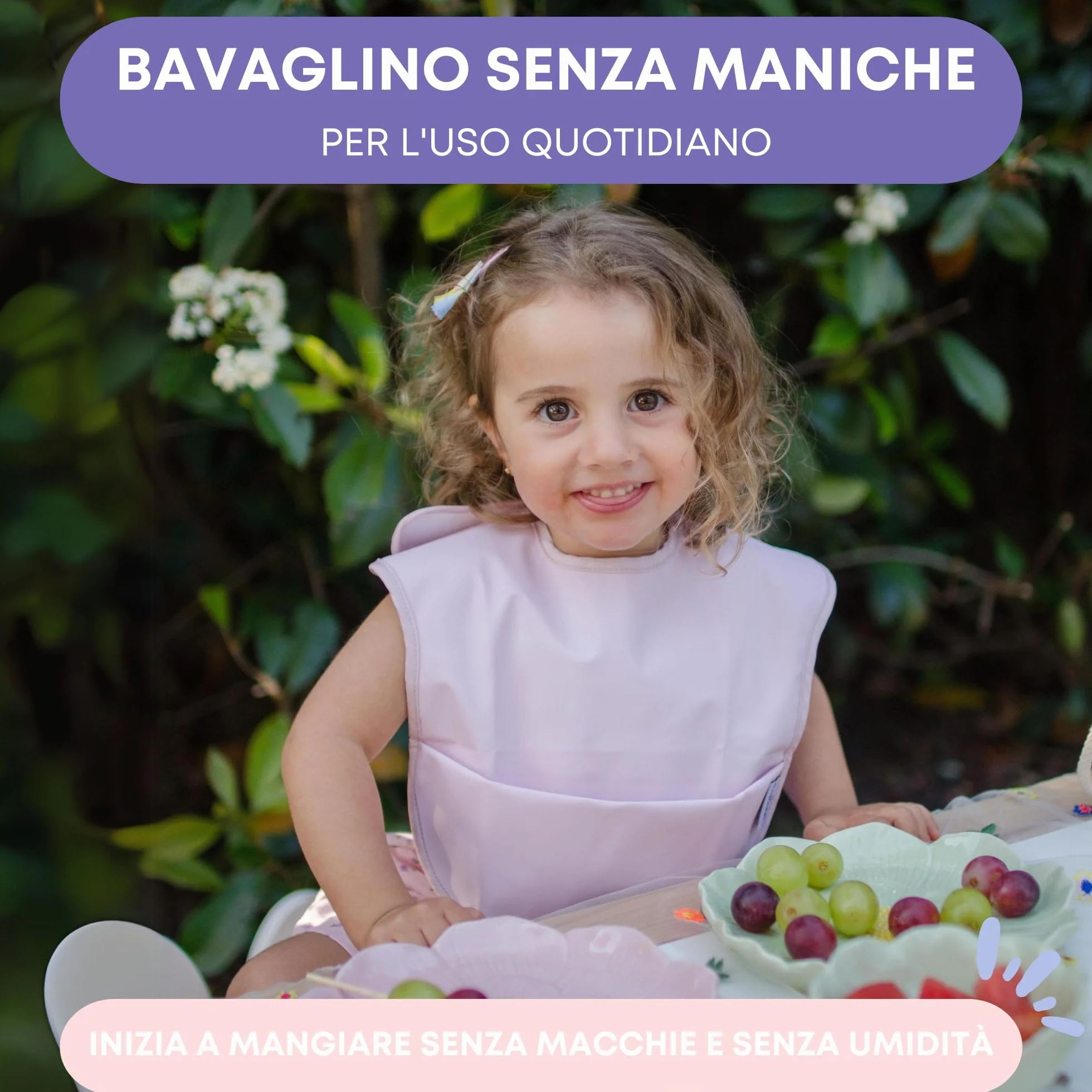 Bavaglini impermeabili 2 unità, plastificati, smanicato, pappa svezzamento, bambini