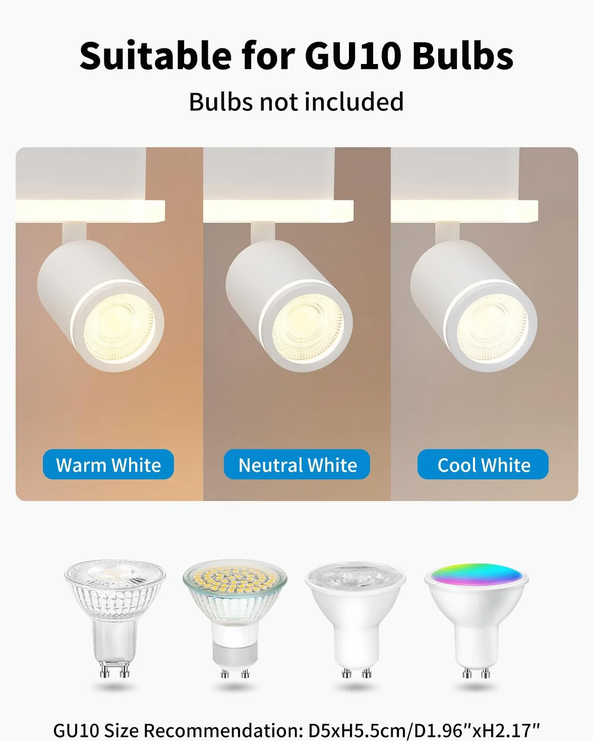 LVWIT Faretti da Soffitto Bianco, Faretto da Parete Interno GU10, Lampadario 3 Faretti Orientabili, Faretto LED Soffitto a Base Lunga Moderna, Plafoniera Camera da Letto (Senza Lampadina)