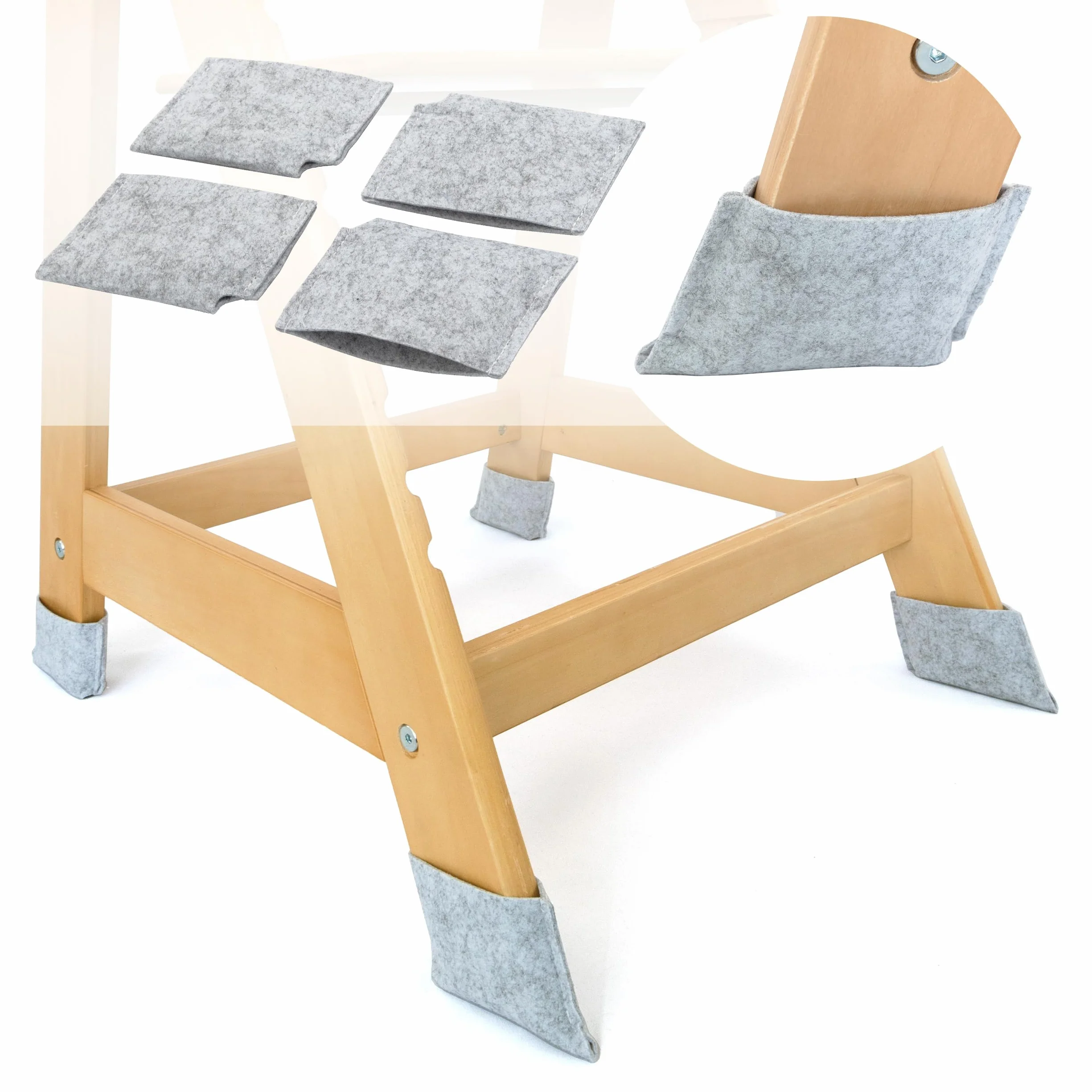 LaLoona Set Feltrini per Seggiolone 4 Protezioni Pavimento Compatibili con hauck Alpha Beta roba Sit Up Antigraffio Grigio
