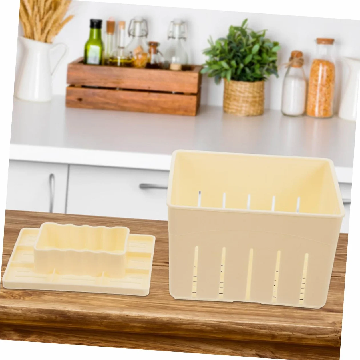 Stampo per Pressa per Formaggio e Tofu 4 Pezzi 140x105x95 Mm Plastica Resistente