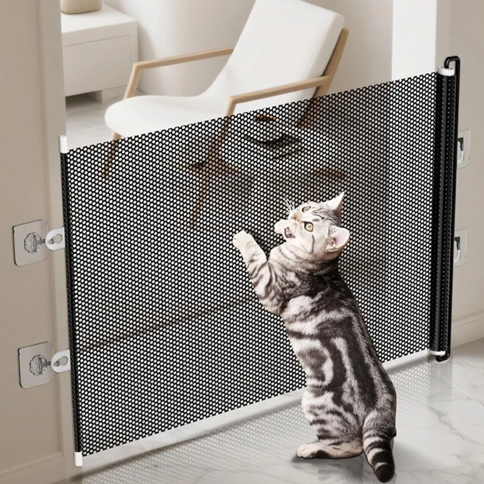 Cancello retrattile per gatti e cani 75x140 cm confini interni regolabili