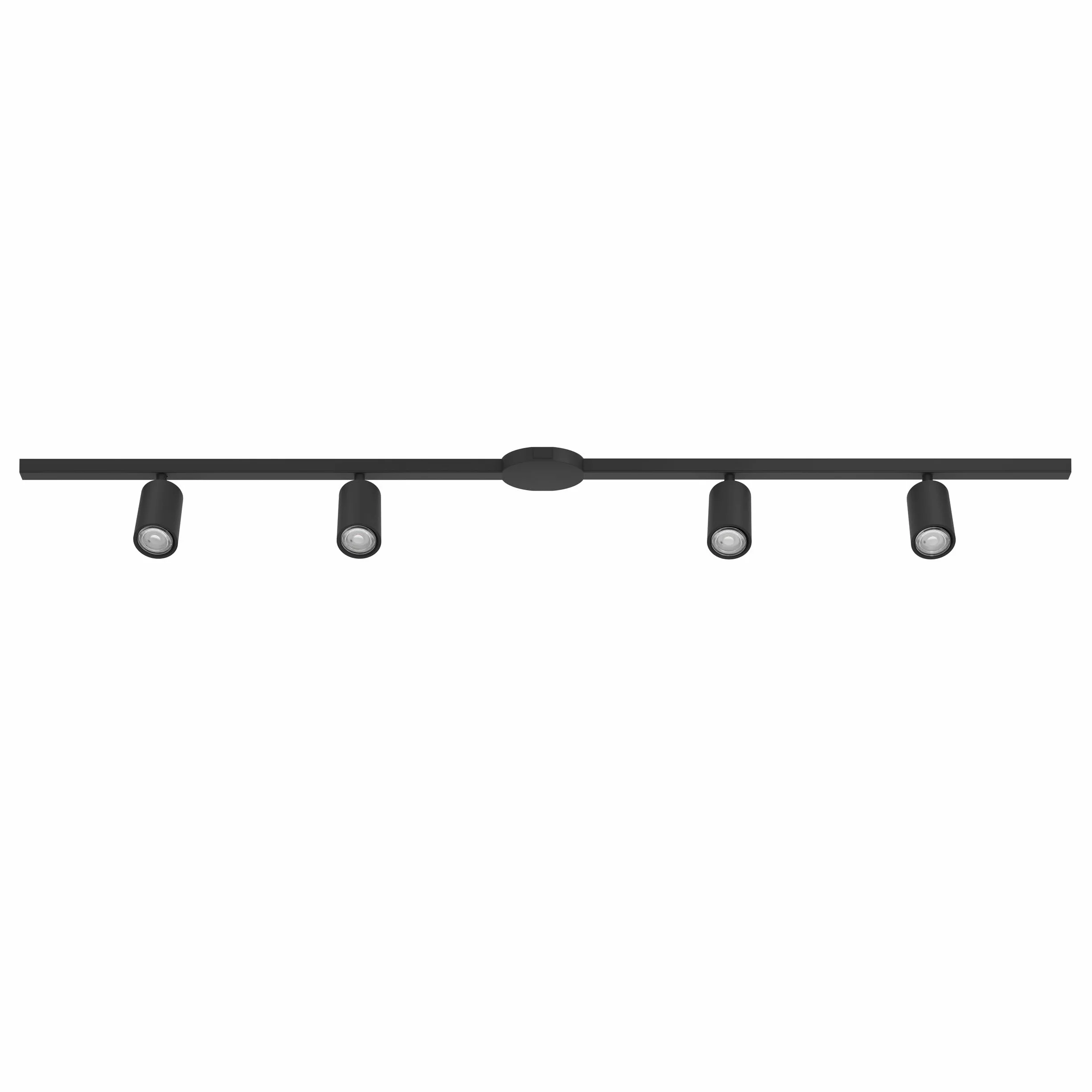 Eglo Sistema di binari ad alto voltaggio Easy Track, set espandibile con 4 faretti da soffitto, binario in alluminio e plastica nera, lampade con attacco GU10, 192,5 cm