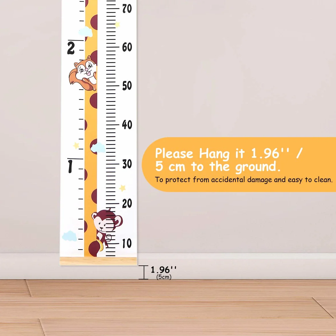 Grafico di Crescita del Bambino 200 x 20 cm, Righello di Misura dell'Altezza in Tela per Parete