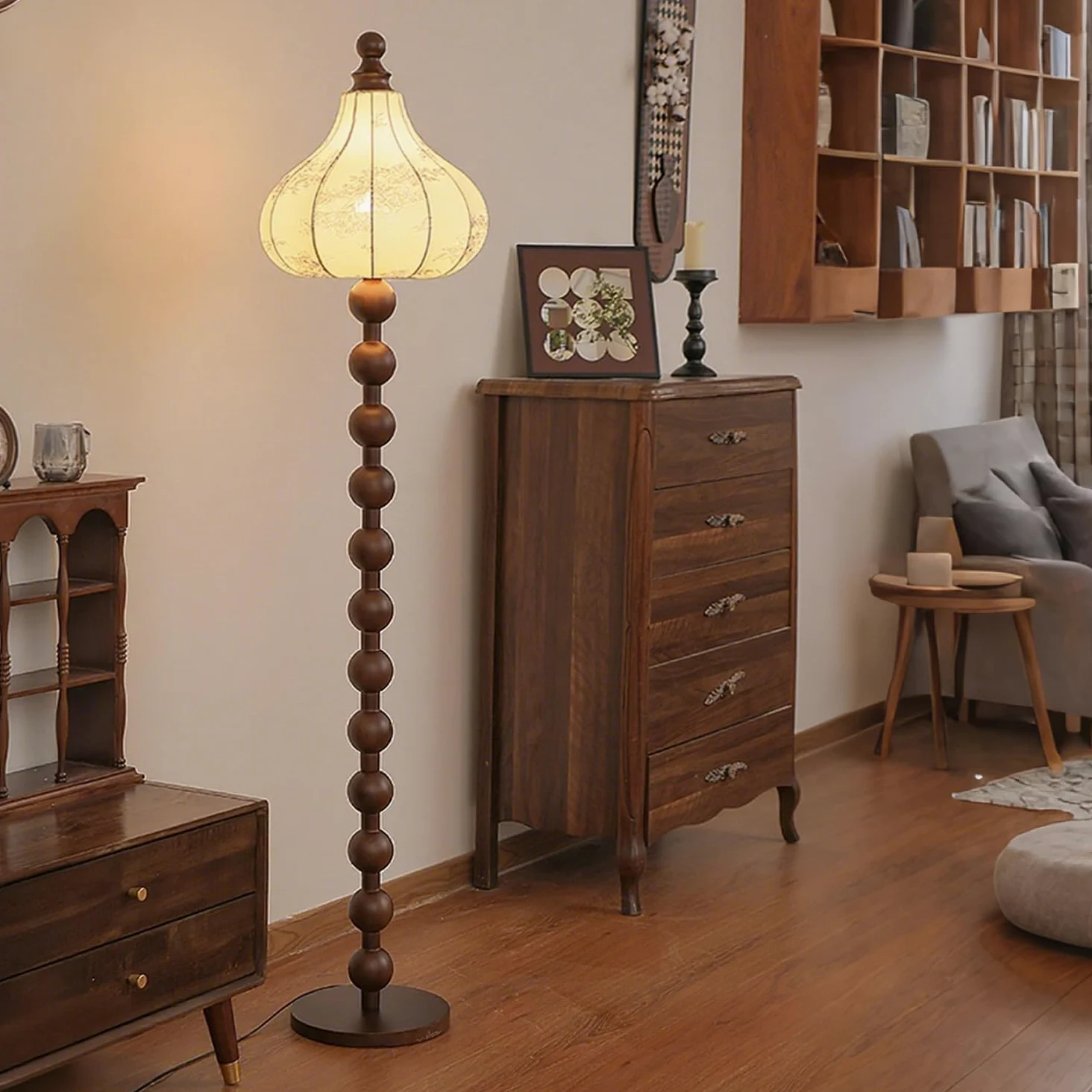 CCXXYGWJ Lampada da, Globo in Legno di Noce dimmerabile, Stile Art Déco per Soggiorno, Studio, cameretta dei Bambini - Decorazione della casa