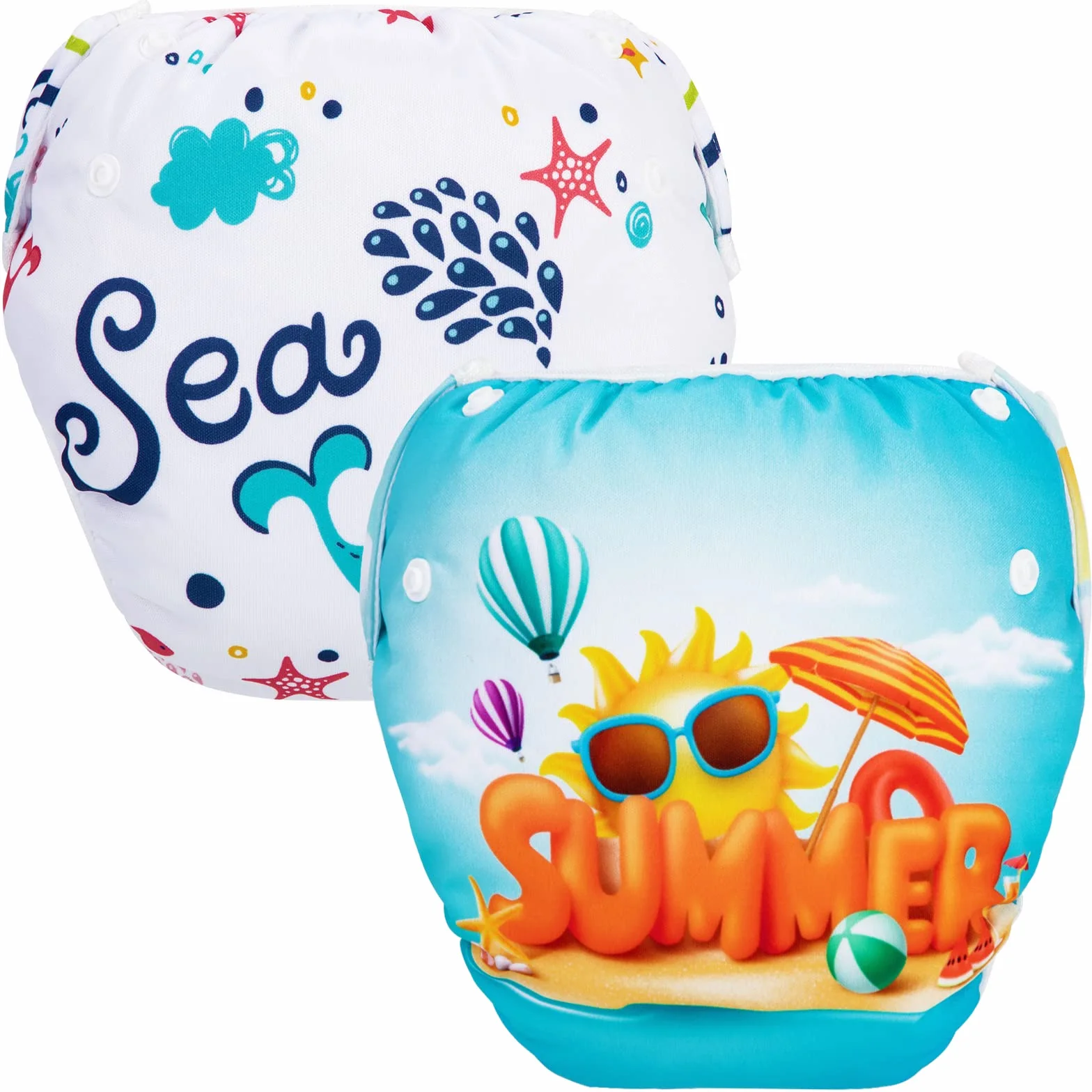 PHOGARY Pannolino da nuoto per neonati 0-3 anni 2 pezzi Costume da bagno riutilizzabile 3-15kg Spiaggia Balena